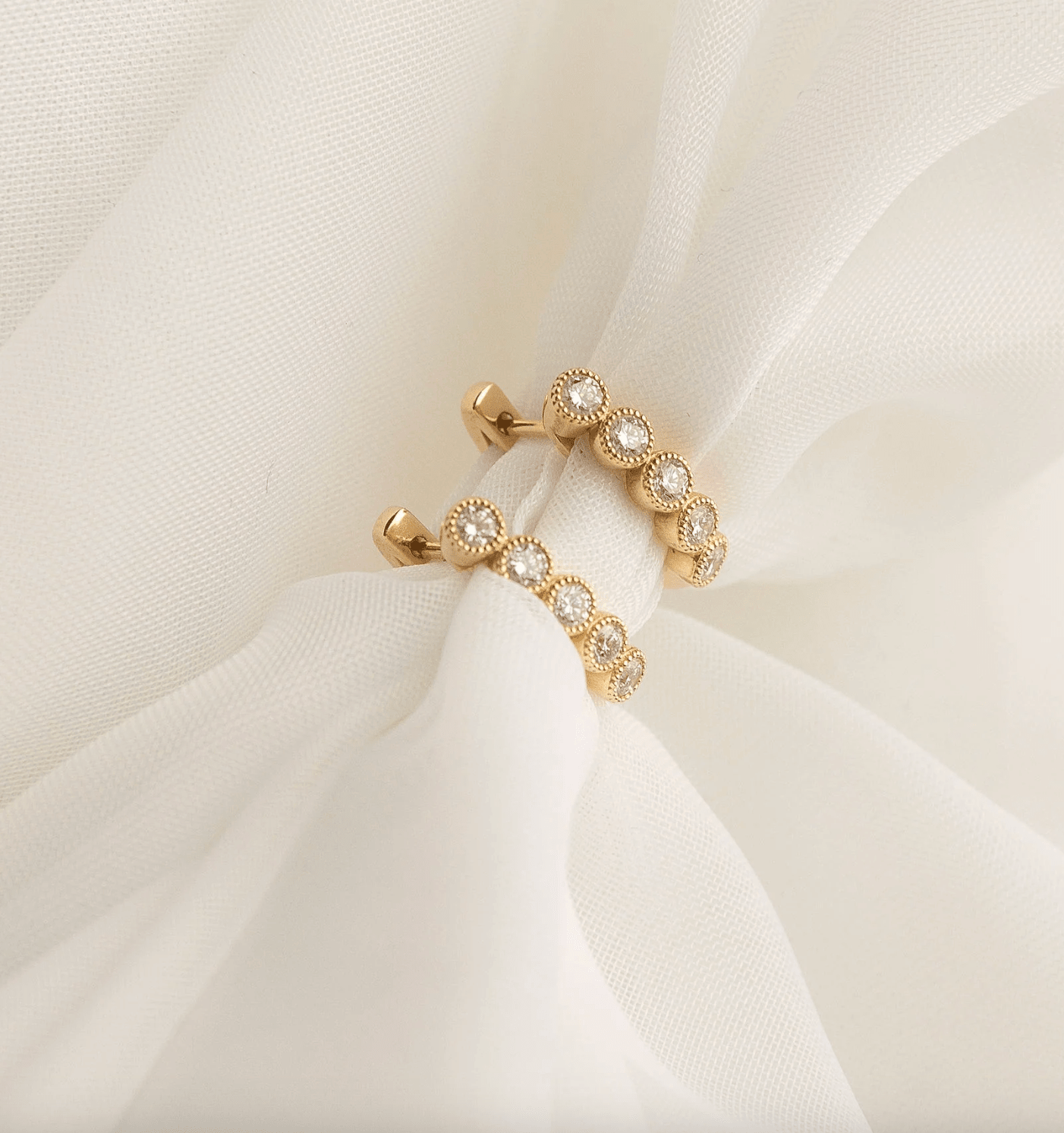 Diamond Bezel Huggie Hoops - Detour Boutiques