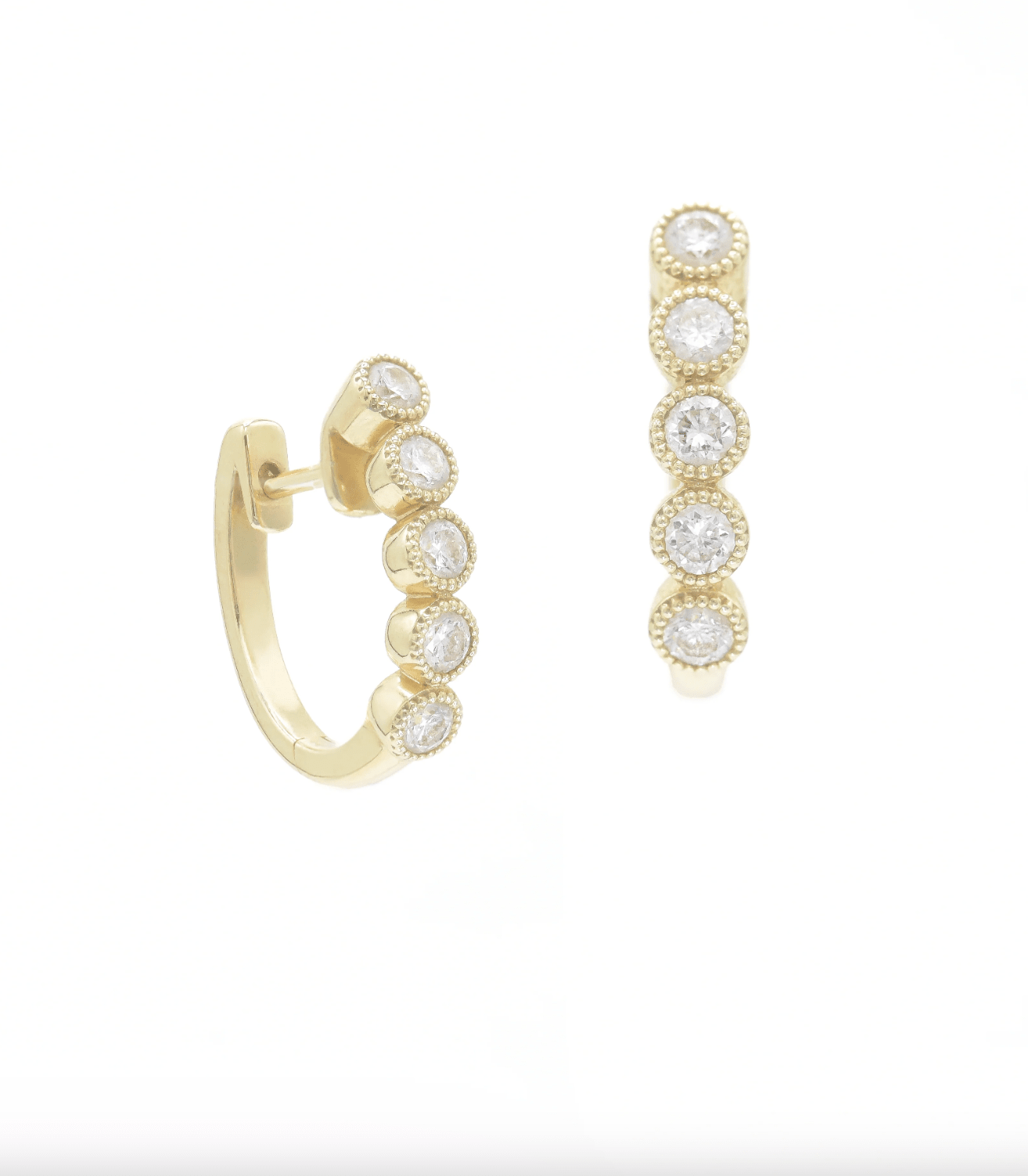 Diamond Bezel Huggie Hoops - Detour Boutiques
