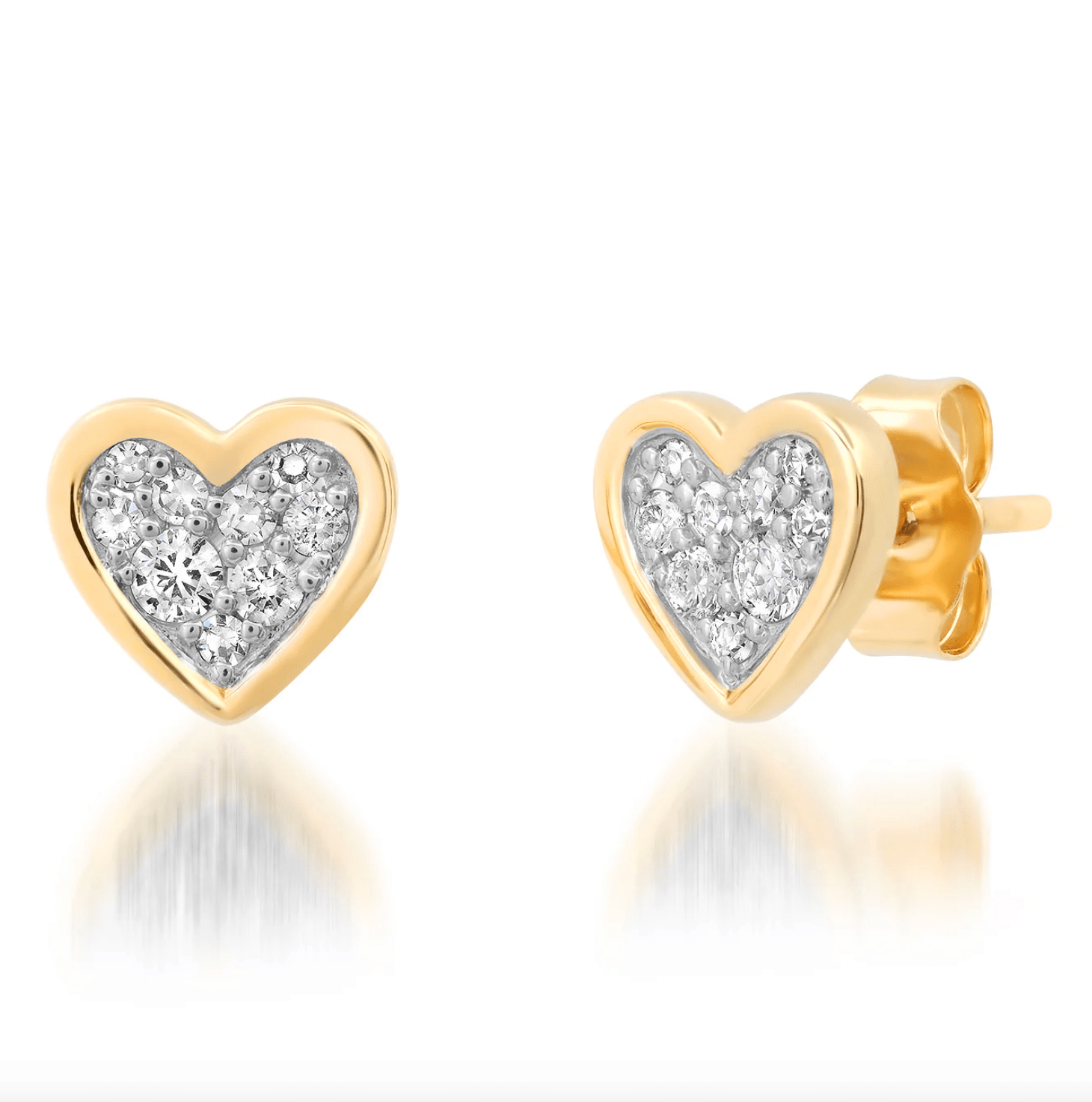 Diamond Bezel Set Heart Studs - Detour Boutiques