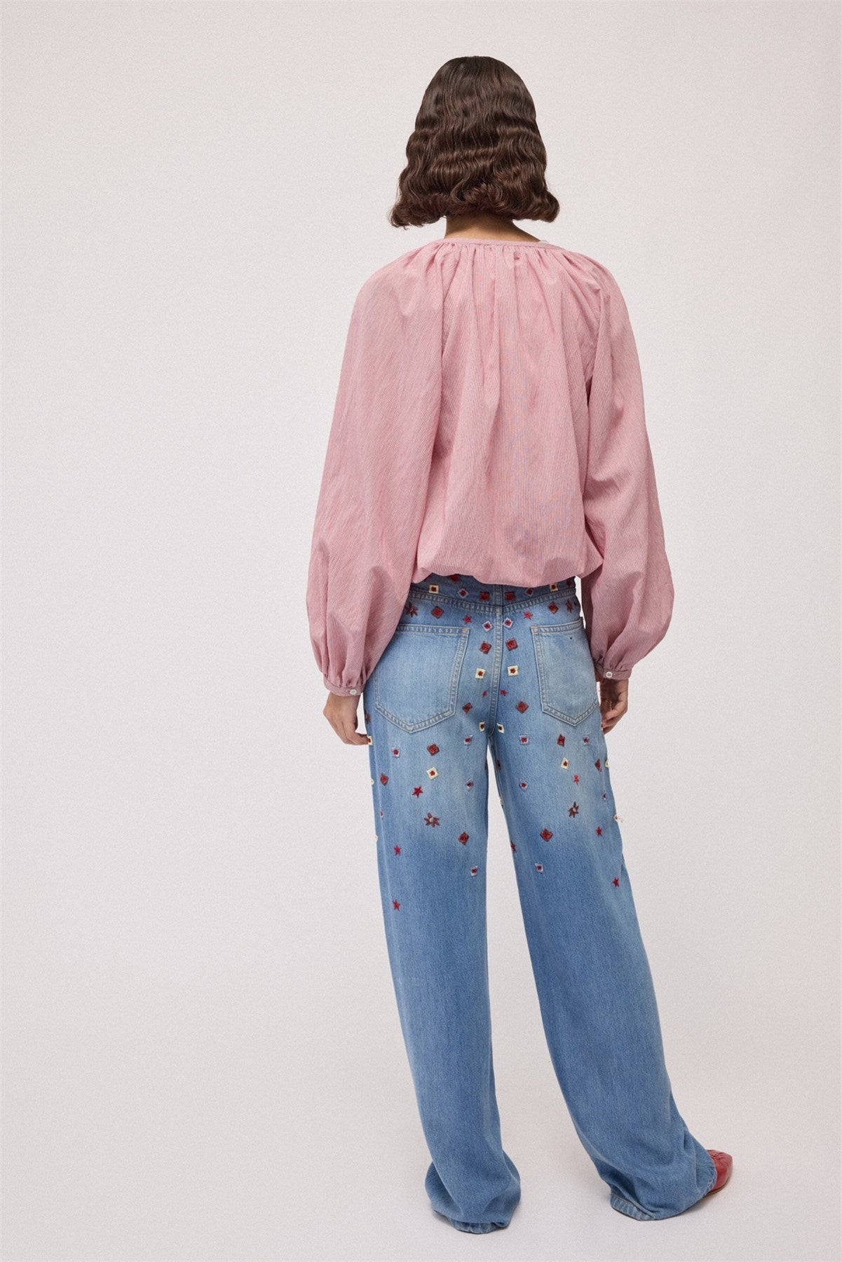 Embroidered Full Leg Jeans - Detour Boutiques