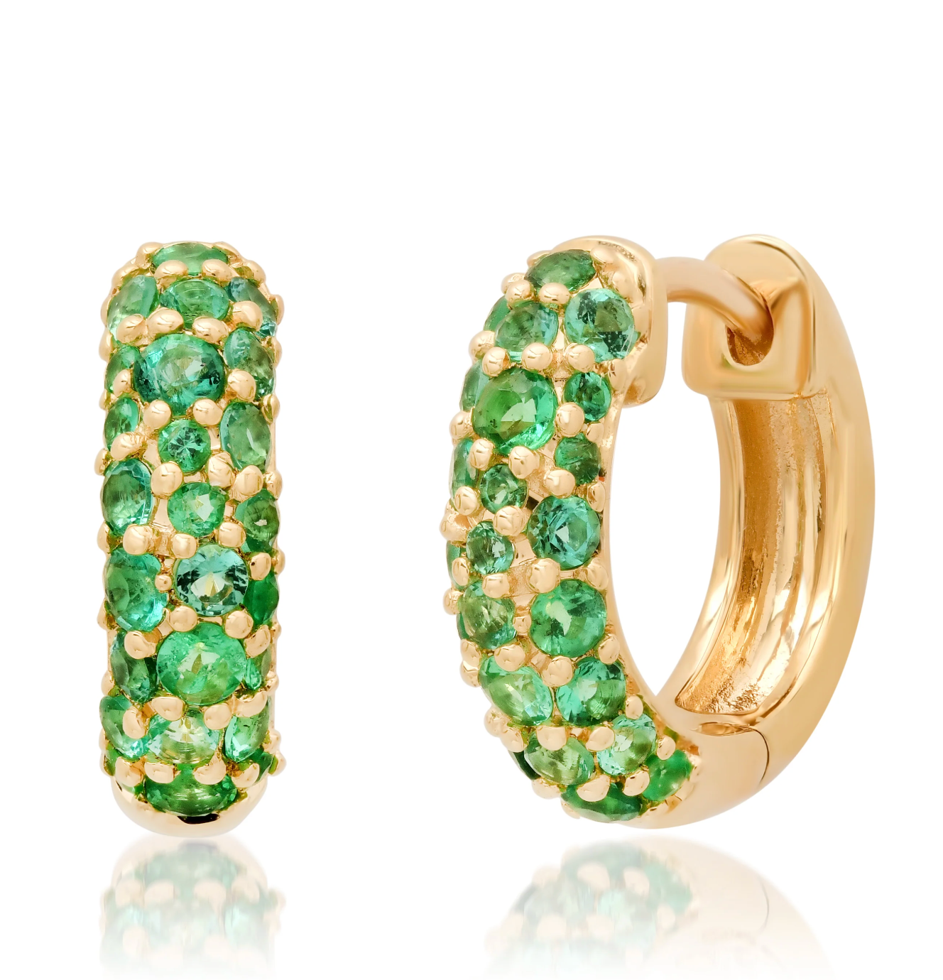 Emerald Domed Huggies - Detour Boutiques