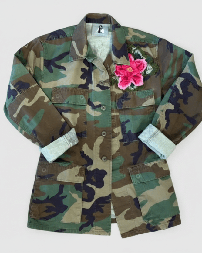 Floral Applique Jacket - Detour Boutiques