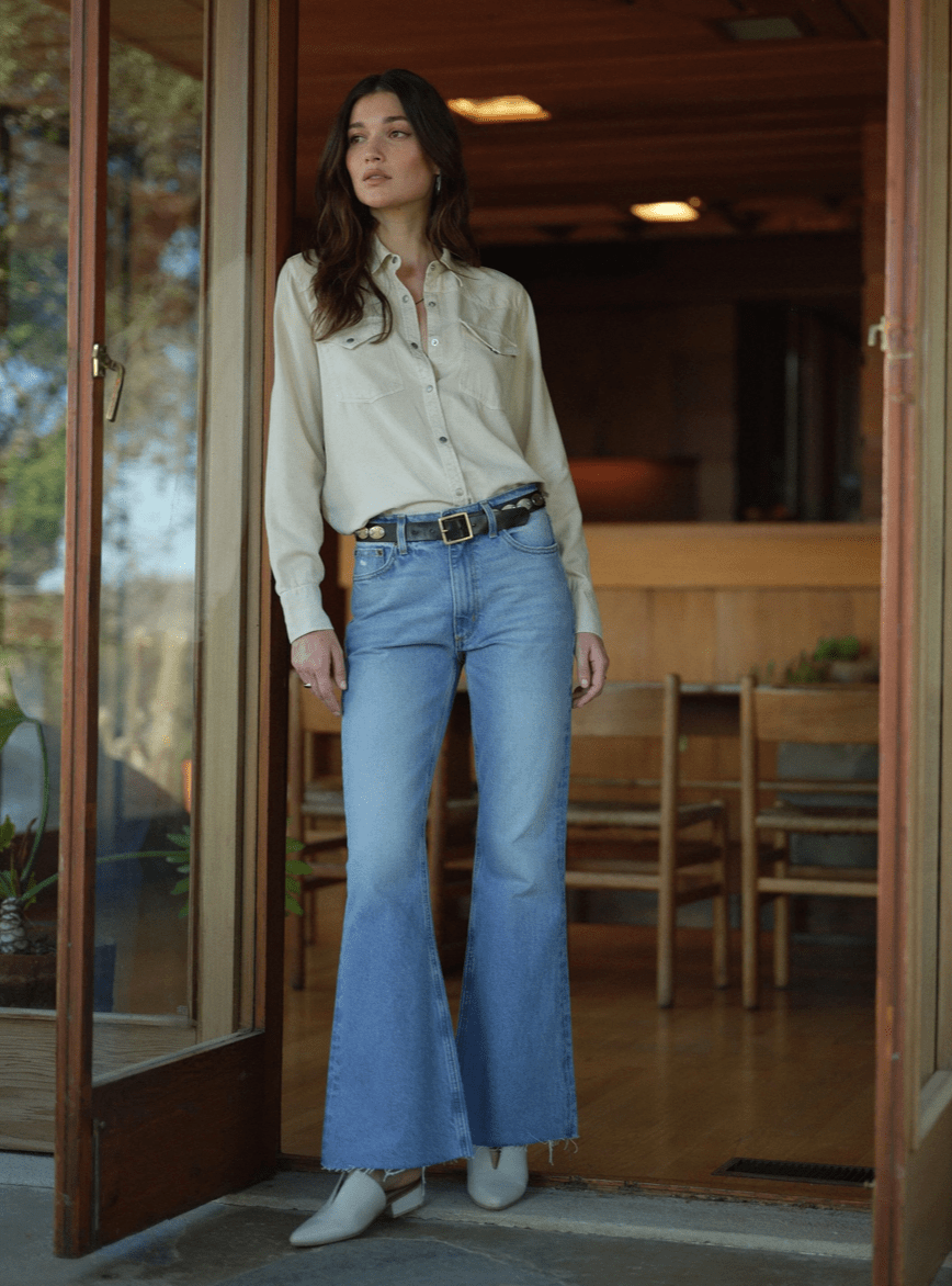 Freya Flare Jean in Japanese Denim - Detour Boutiques