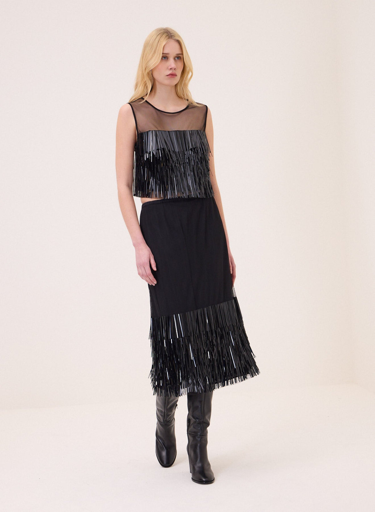 Fringe Front Mesh Tank - Detour Boutiques