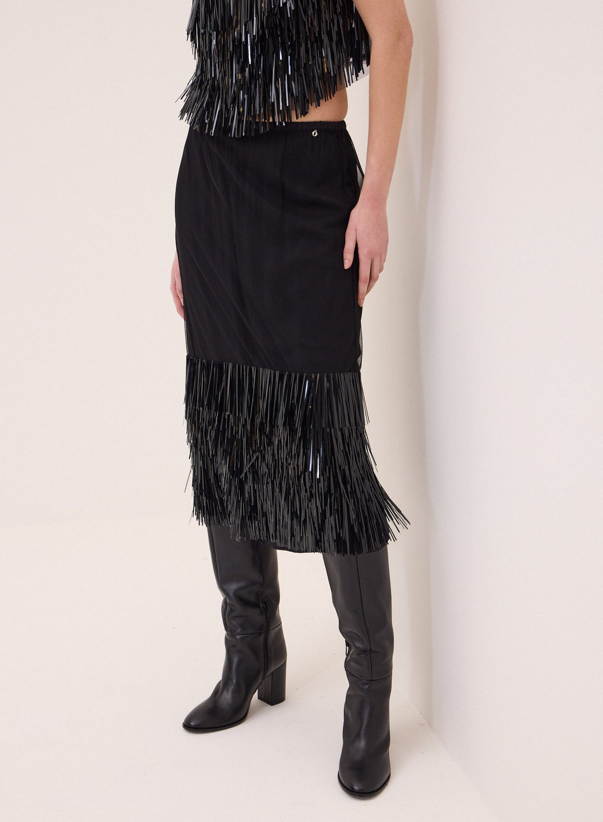 Fringe Hem Skirt - Detour Boutiques
