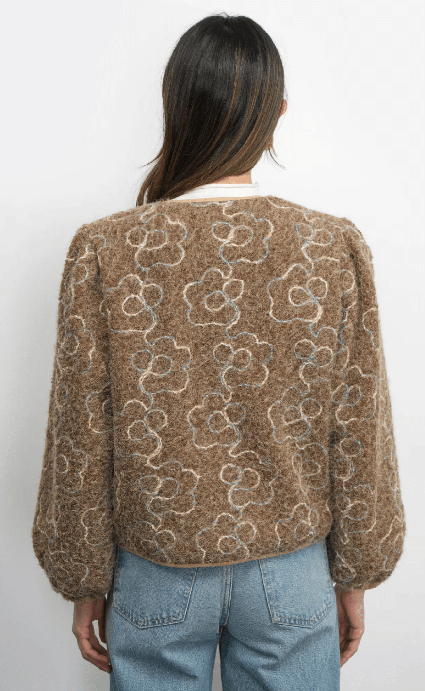 Harrison Embroidered Fuzzy Jacket - Detour Boutiques