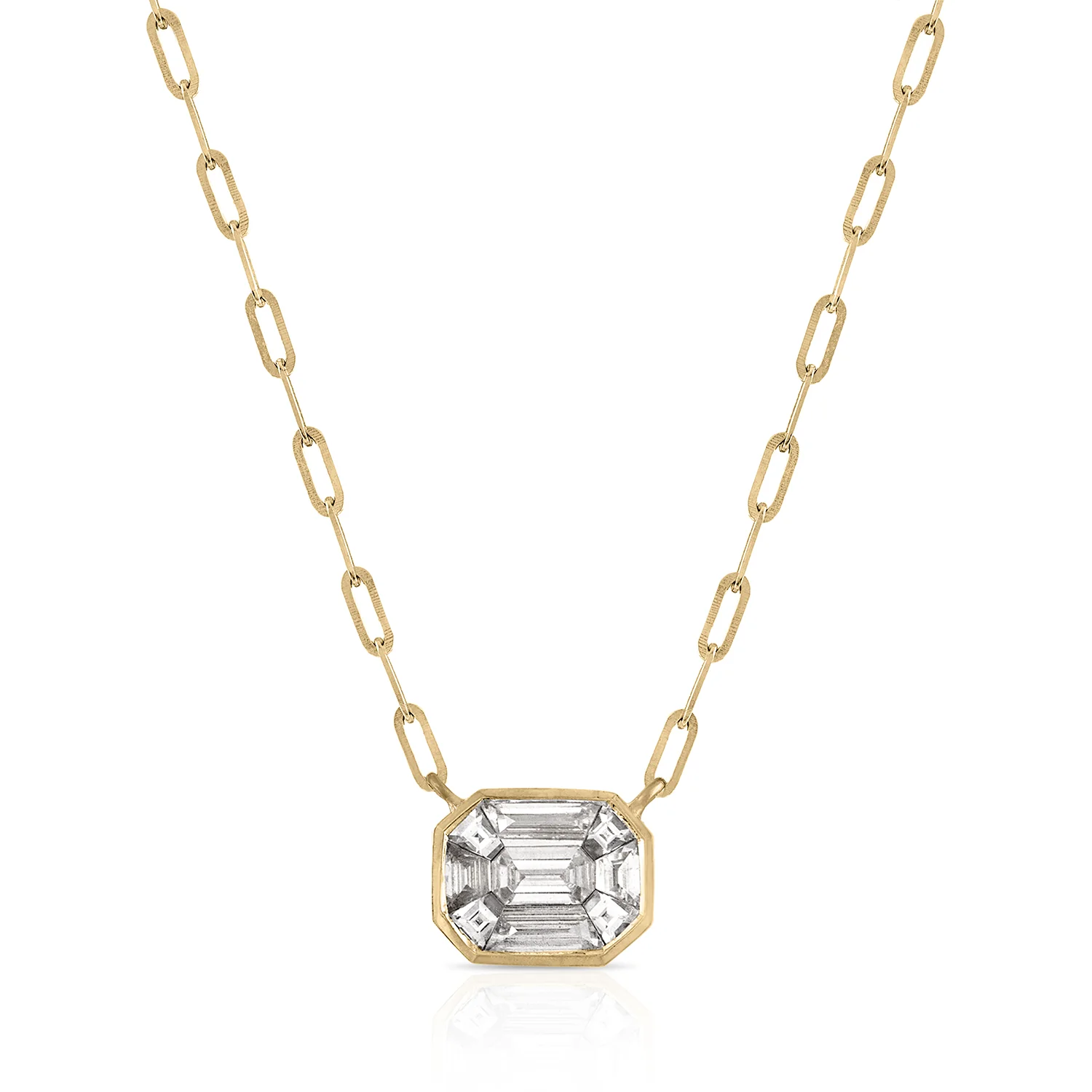 Emerald Cut Necklace - Link Chain