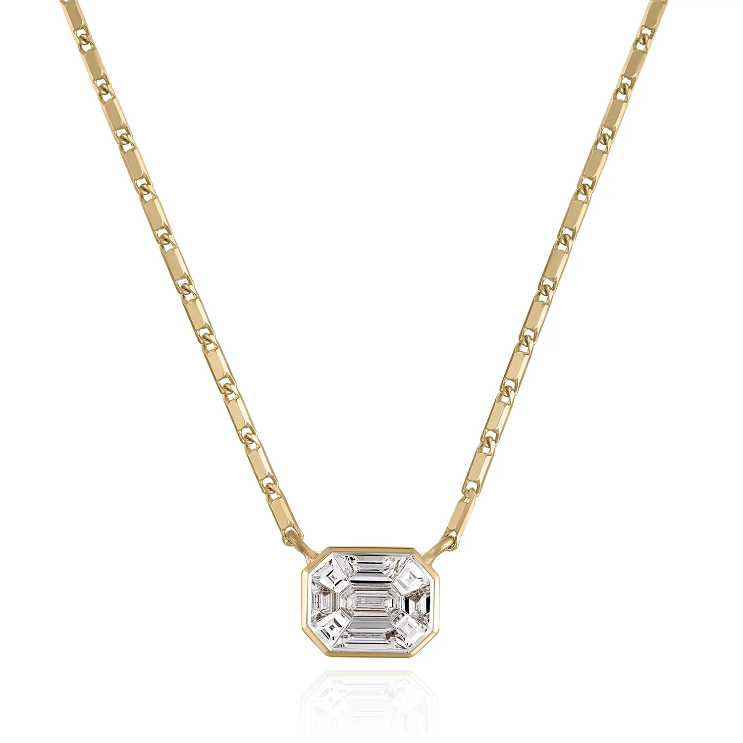 Emerald Cut Necklace - Bar Chain