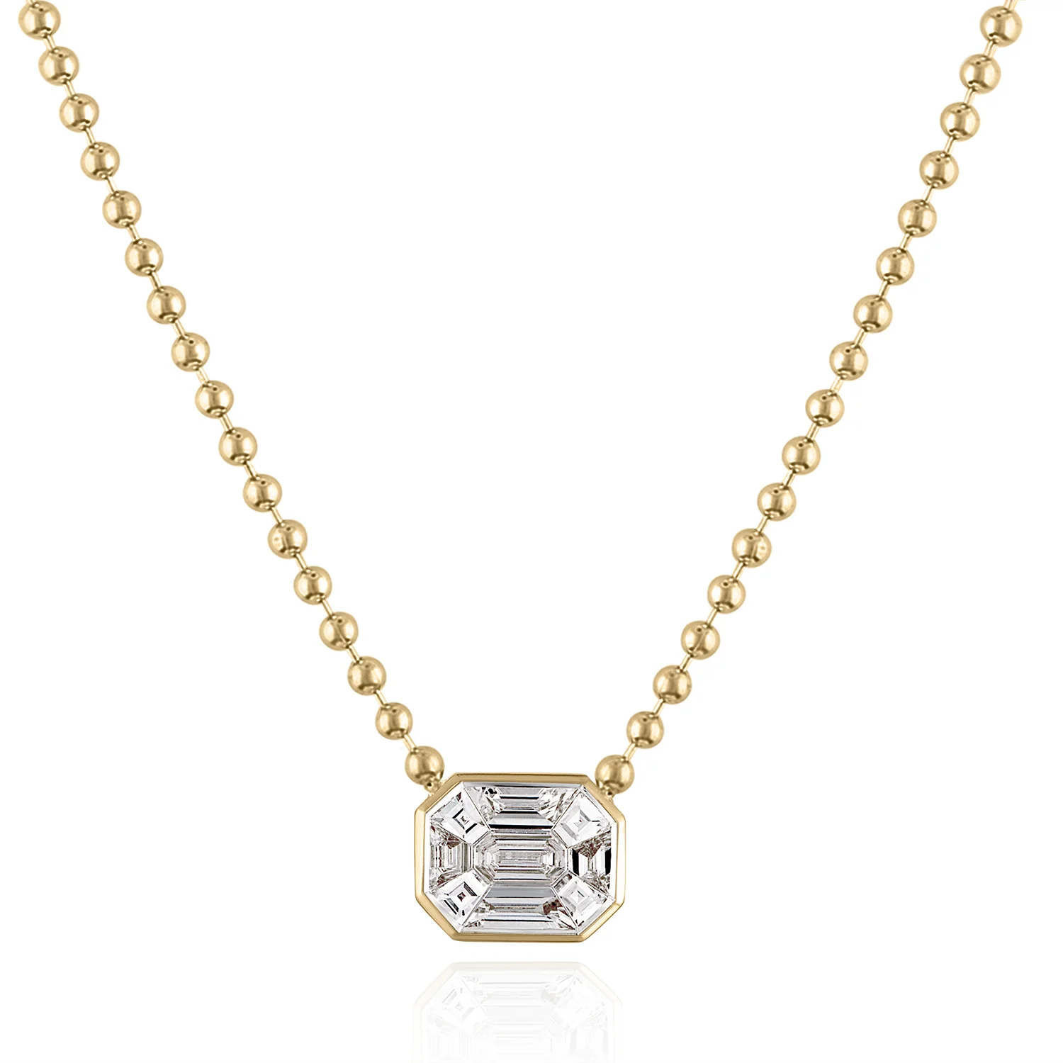 Emerald Cut Necklace - Ball Chain