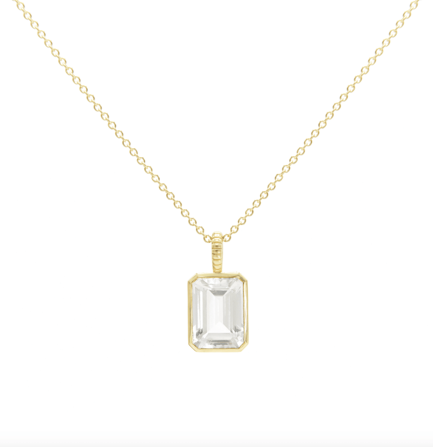 Jollie Emerald Cut Pendant with Chain - Detour Boutiques