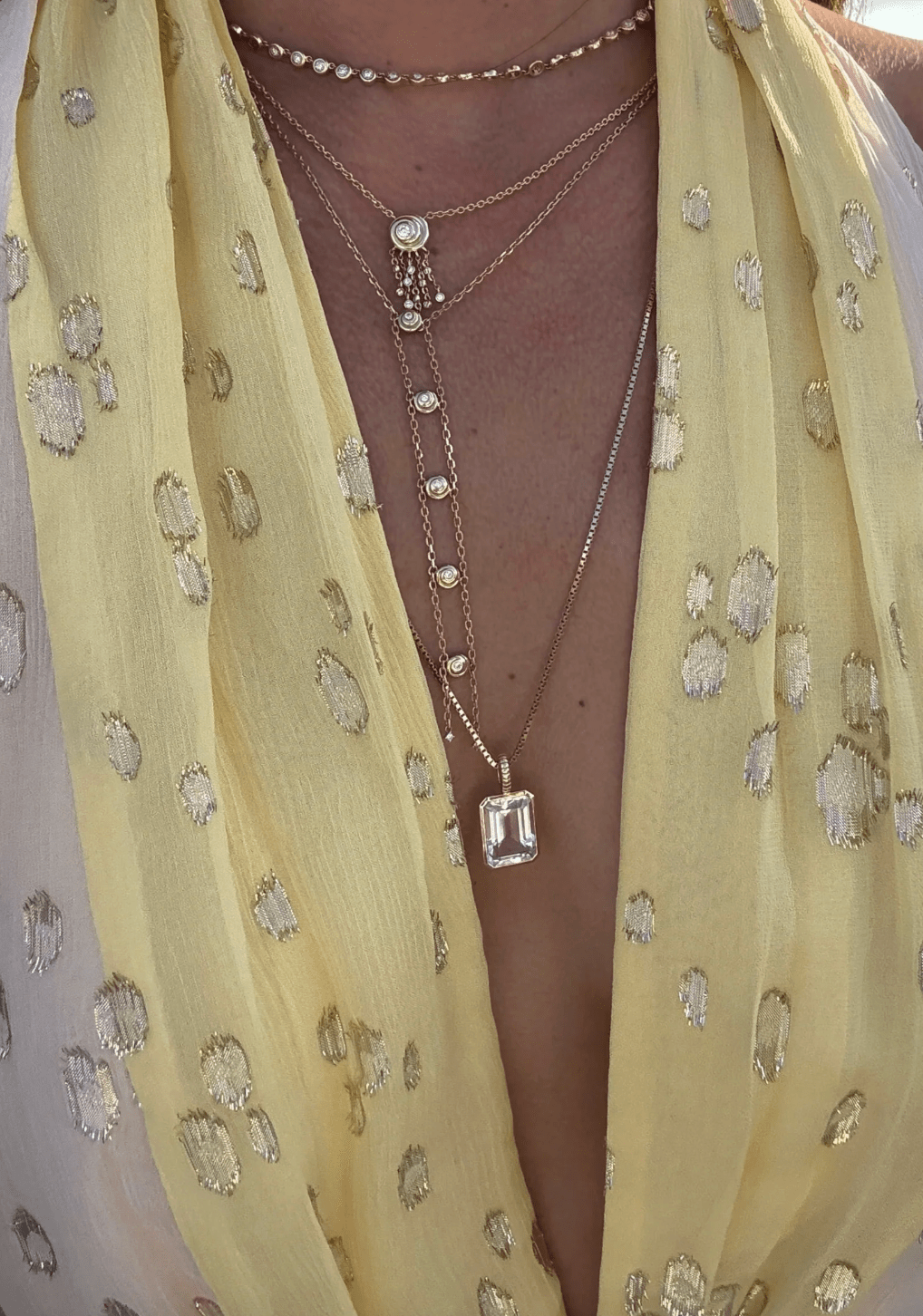 Jollie Emerald Cut Pendant with Chain - Detour Boutiques