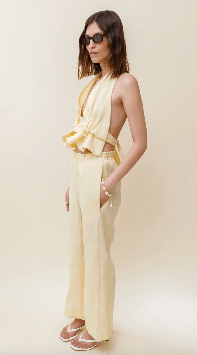 Juana Open - Back Linen Halter Top - Detour Boutiques
