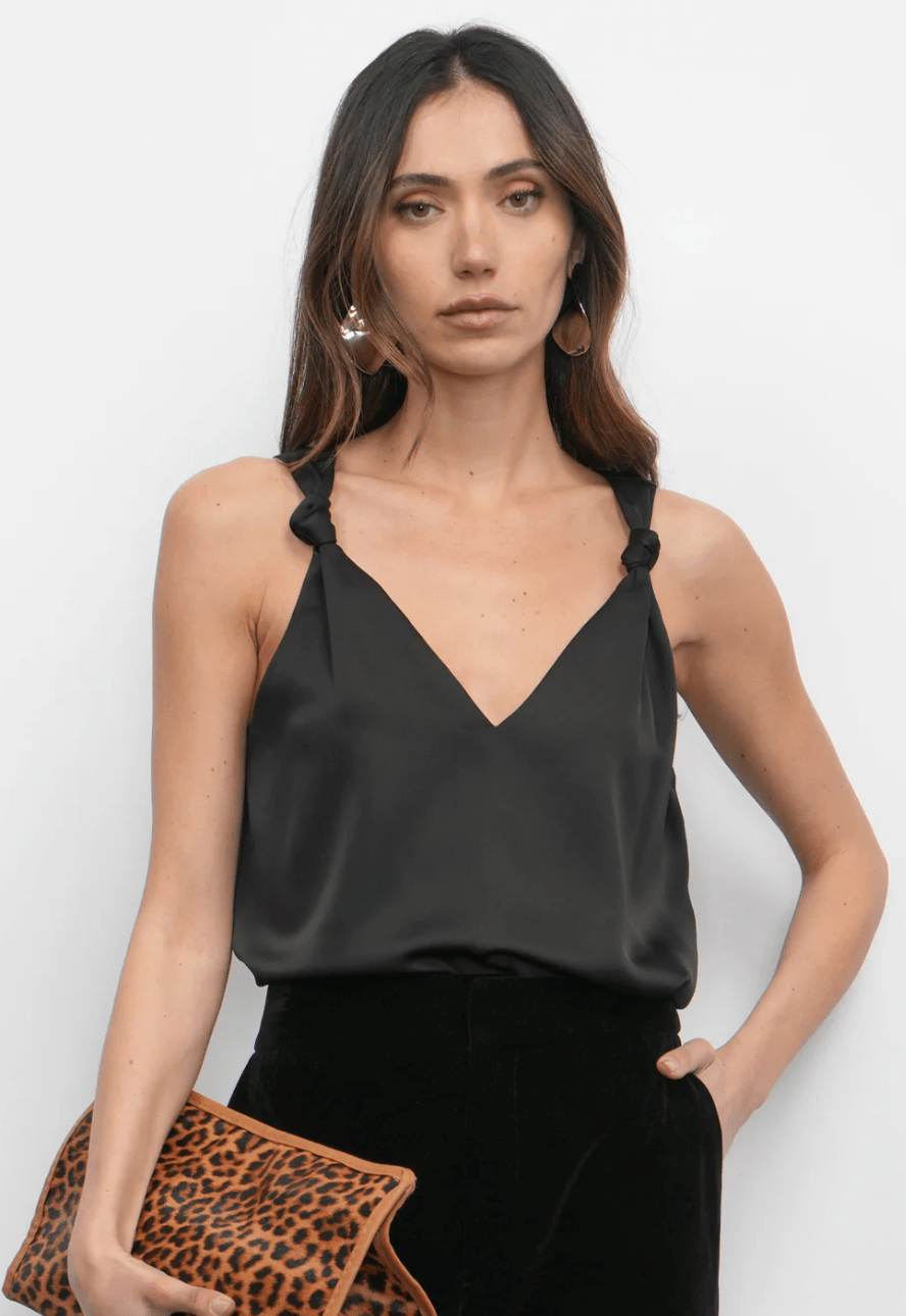 Kassi Shoulder Knot Satin Top - Detour Boutiques