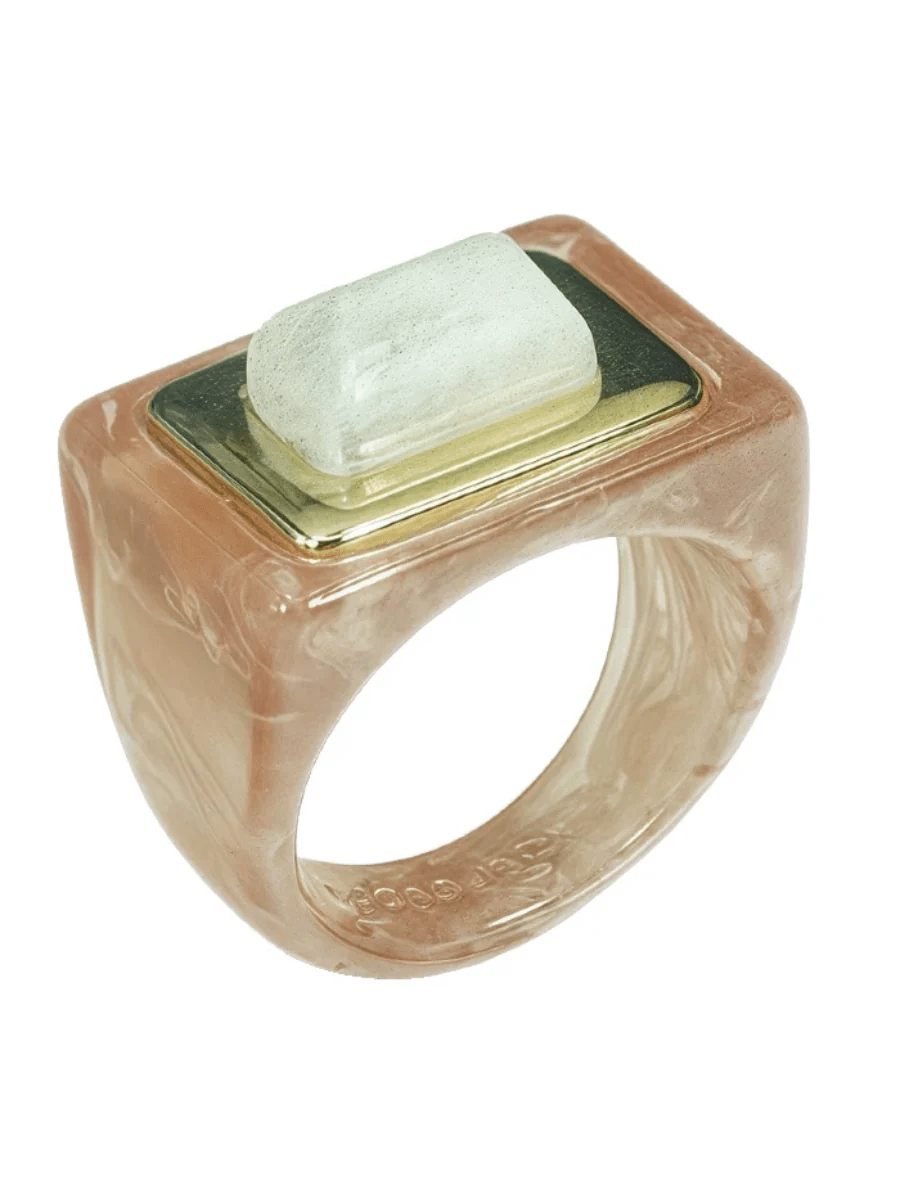 Large Rectangle Stone Ring - Detour Boutiques