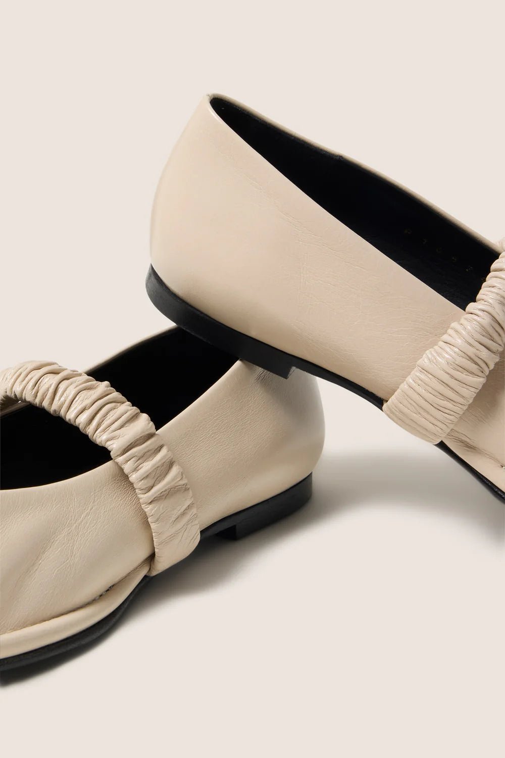 Lautan Cream Leather Ballet Flats - Detour Boutiques