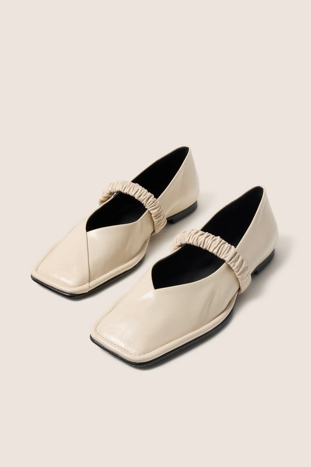 Lautan Cream Leather Ballet Flats - Detour Boutiques