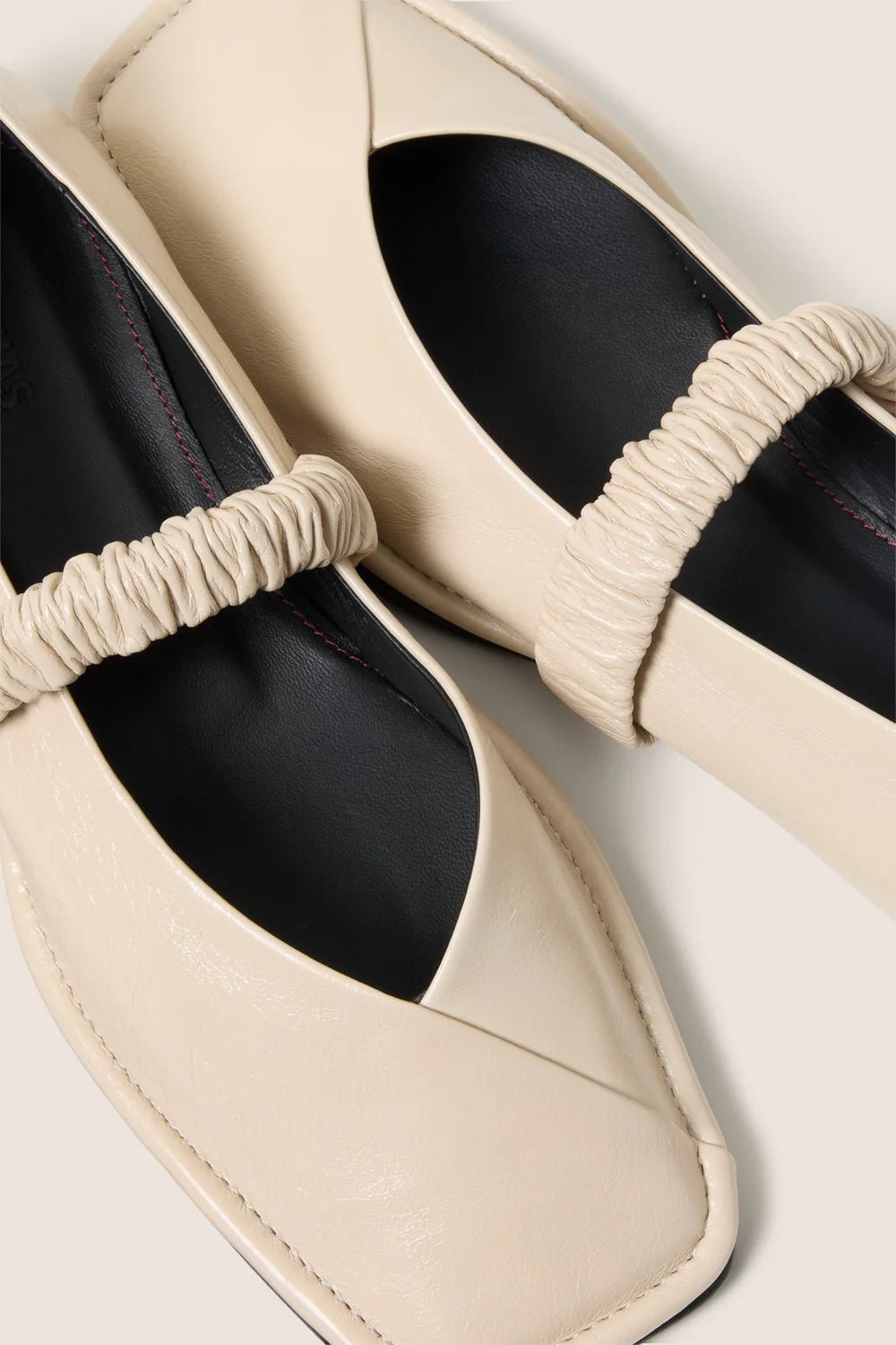 Lautan Cream Leather Ballet Flats - Detour Boutiques