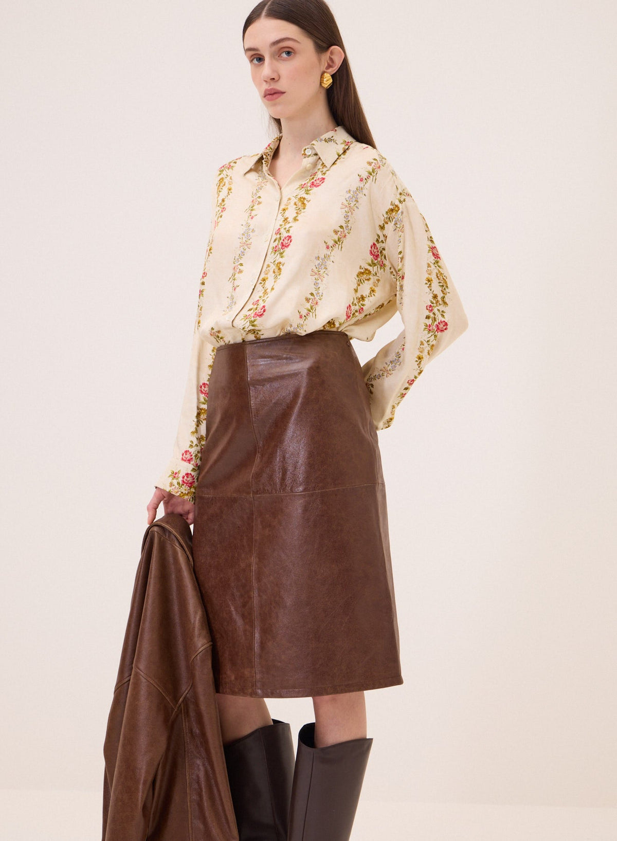 Leather Midi Skirt - Detour Boutiques