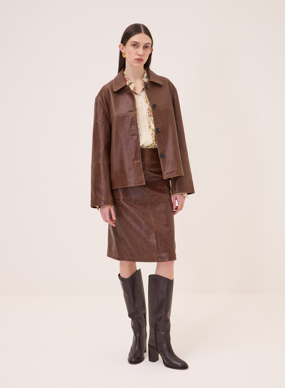 Leather Midi Skirt - Detour Boutiques