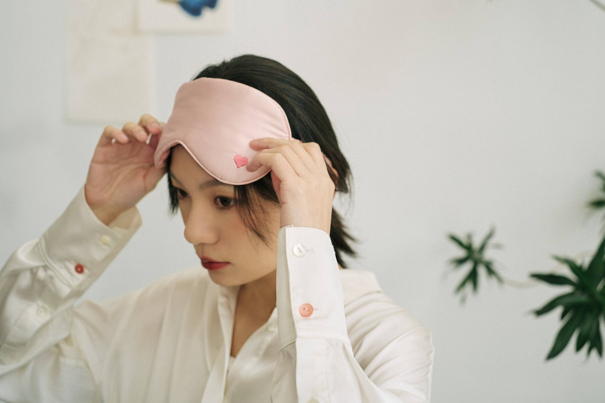 Lost Pattern NYC - “Love Heart” Silk Sleep Eye Mask - Pink - Detour Boutiques