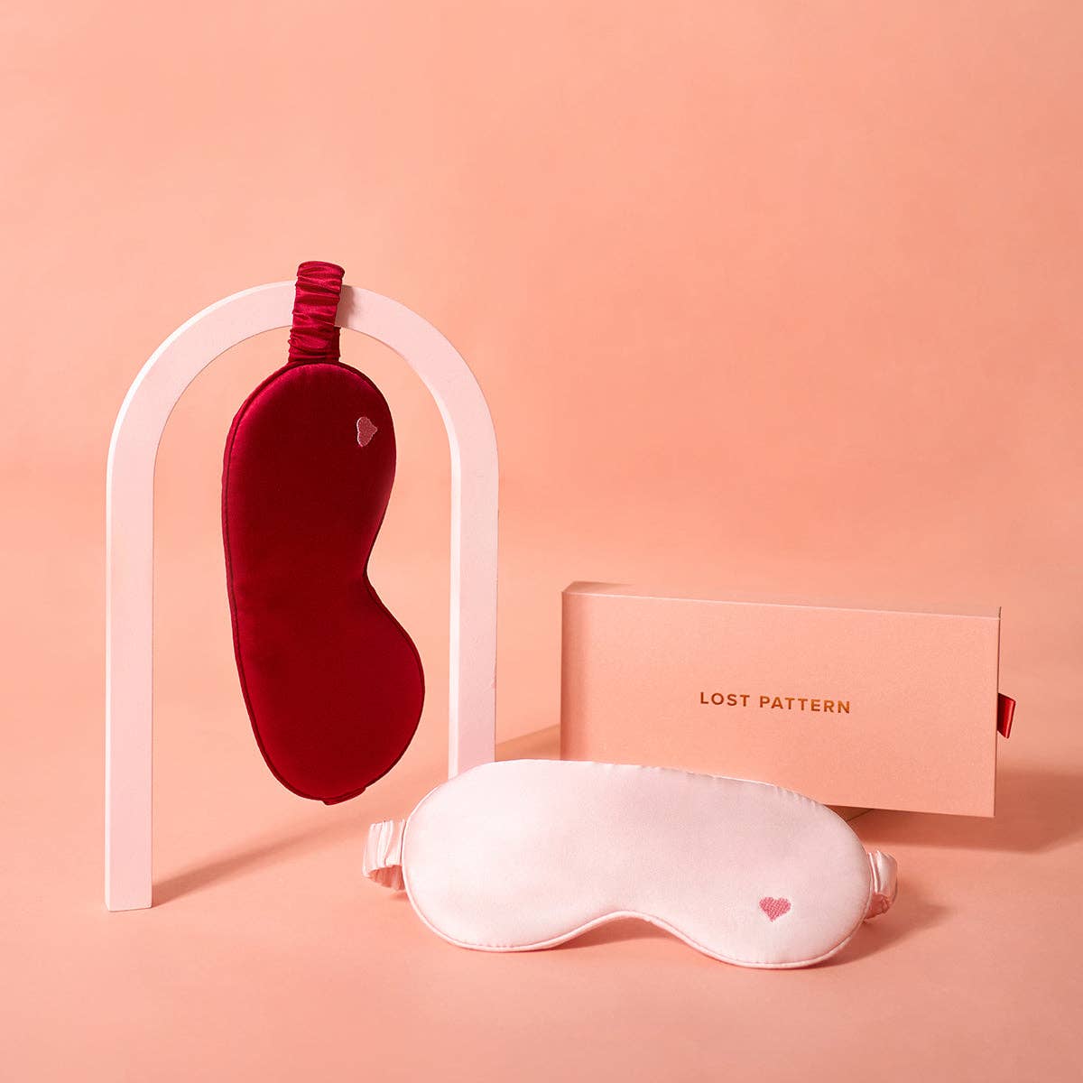Lost Pattern NYC - “Love Heart” Silk Sleep Eye Mask - Pink - Detour Boutiques