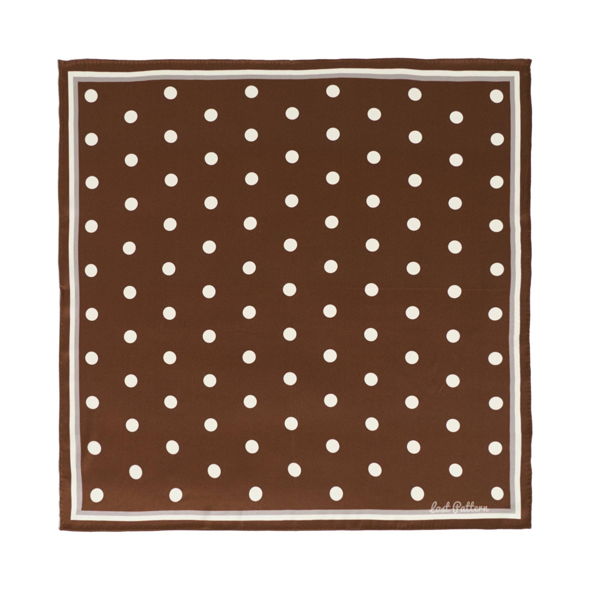 Lost Pattern NYC - "Retro Polka" Silk Bandana Scarf - Cafe Au Lait - Detour Boutiques