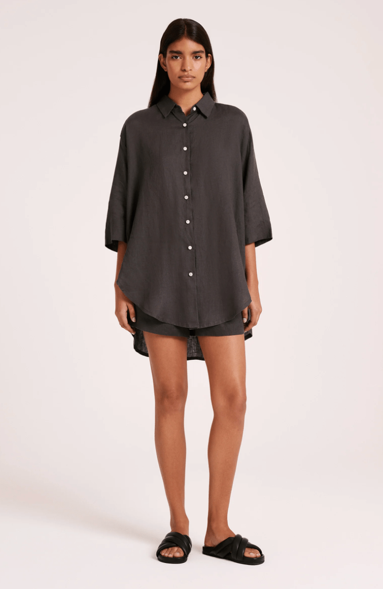 Lounge Linen Longline Shirt - Detour Boutiques
