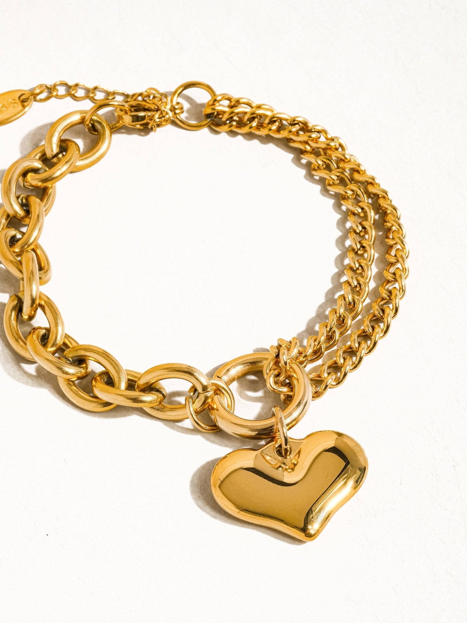 MAIQ Accessories - Allure 18K Gold Non - Tarnish Heart Chain Bracelet - Detour Boutiques