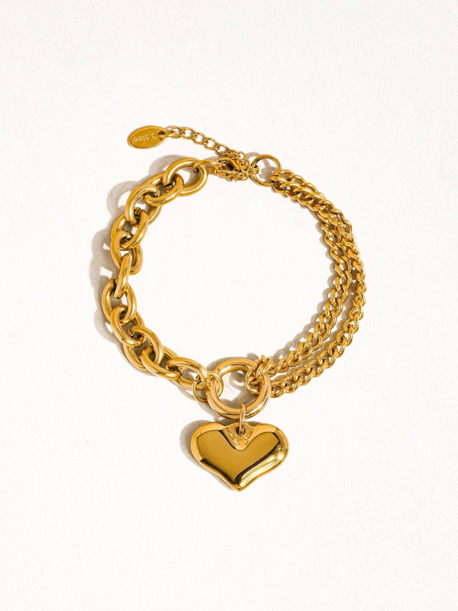 MAIQ Accessories - Allure 18K Gold Non - Tarnish Heart Chain Bracelet - Detour Boutiques
