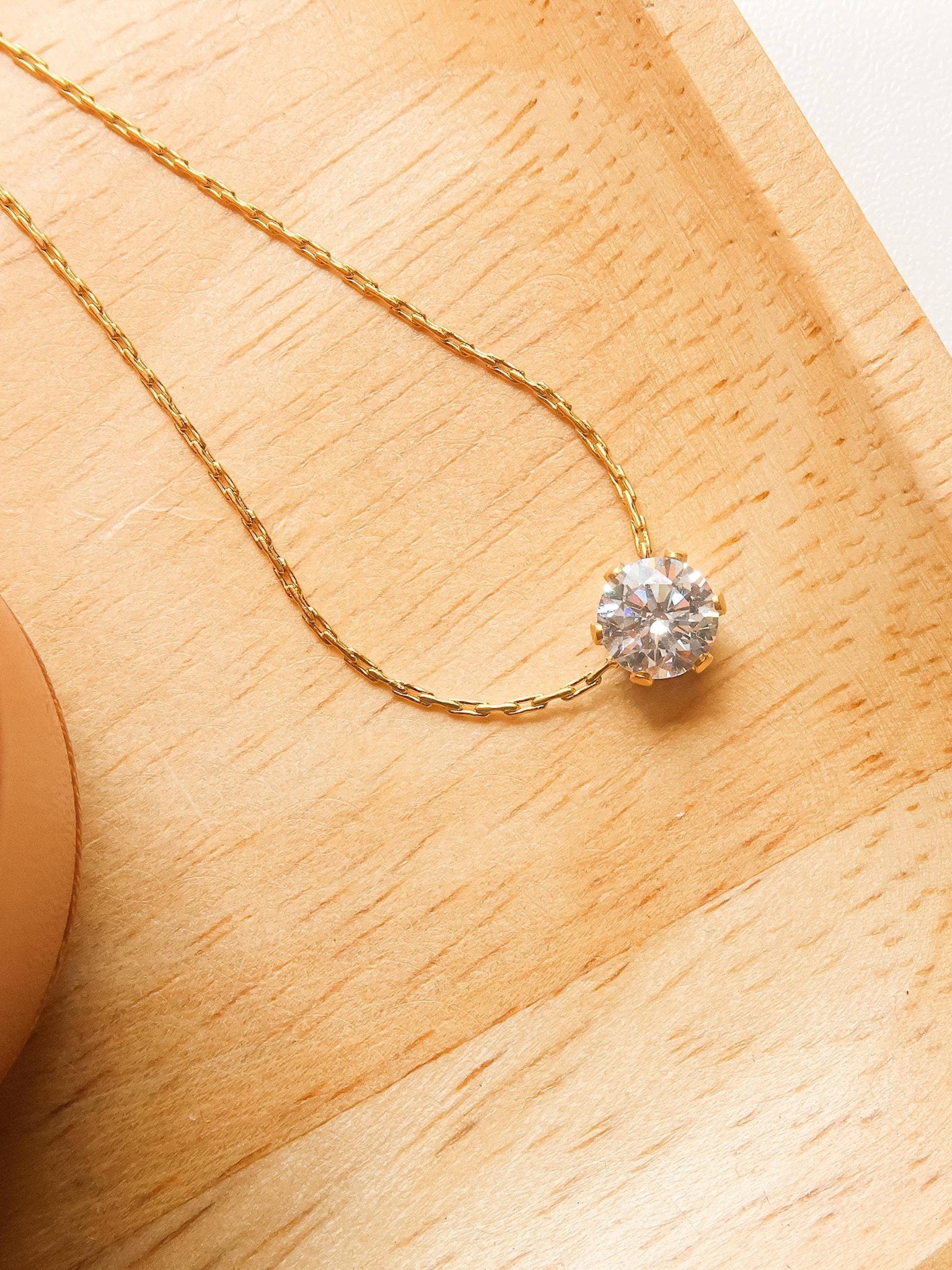 MAIQ Accessories - Ciara 18K Non - Tarnish Petite Round CZ Necklace - Detour Boutiques