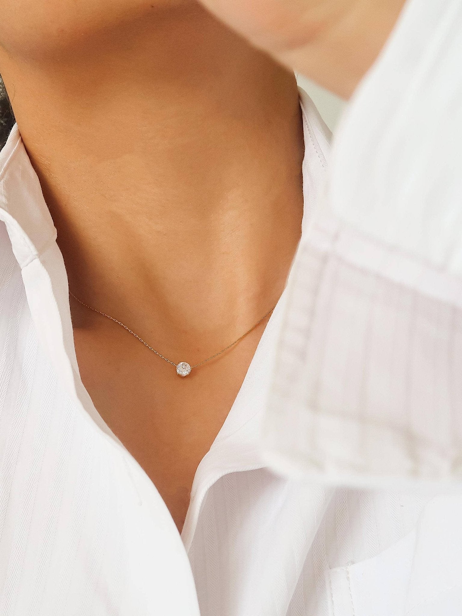 MAIQ Accessories - Ciara 18K Non - Tarnish Petite Round CZ Necklace - Detour Boutiques