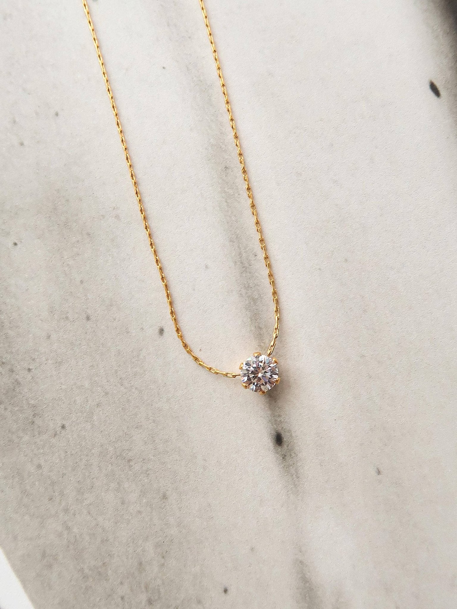 MAIQ Accessories - Ciara 18K Non - Tarnish Petite Round CZ Necklace - Detour Boutiques