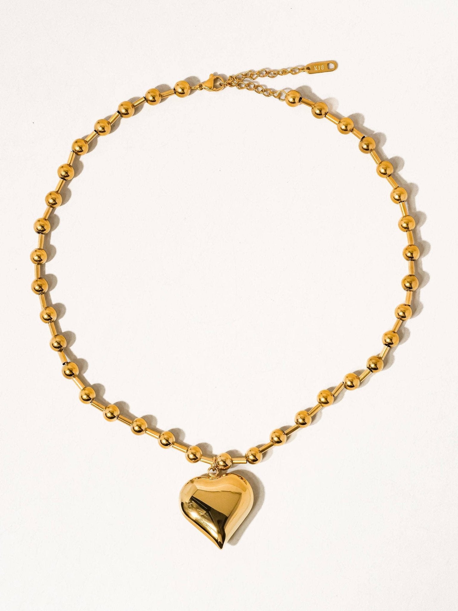 MAIQ Accessories - Paris 18K Gold Non - Tarnish Large Heart Chain Necklace - Detour Boutiques