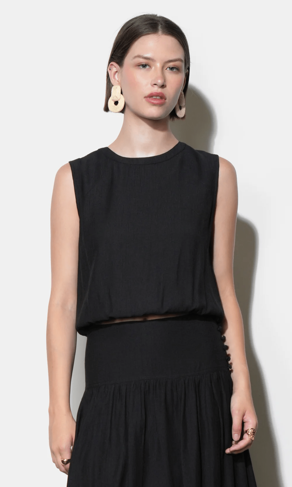 Maya Back Button Bubble Top - Detour Boutiques