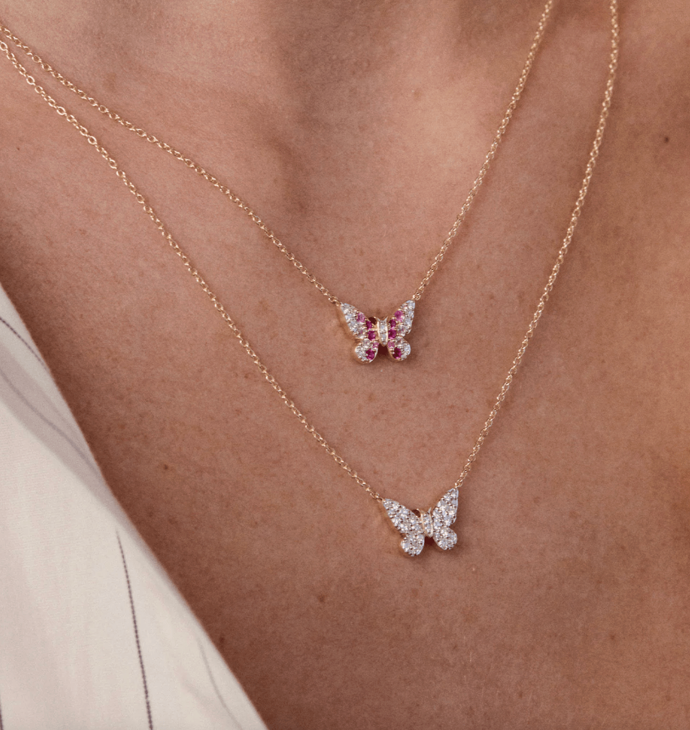 Mini Diamond Butterfly Necklace - Detour Boutiques