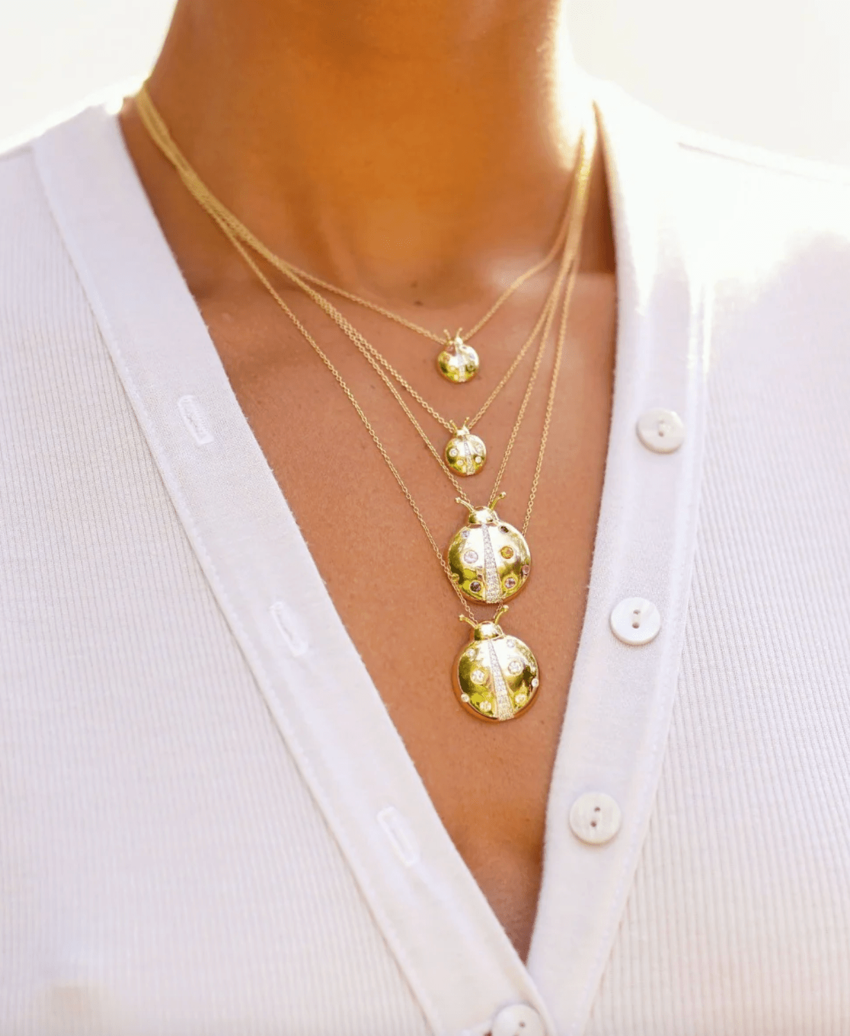 Multi Colored Baby Ladybug Necklace - Detour Boutiques