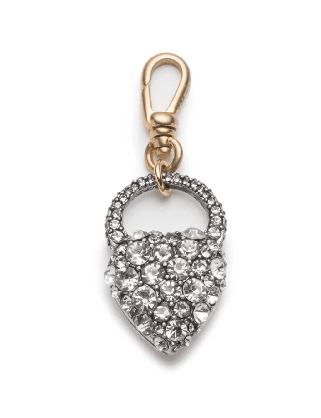 Nina Crystal Heart Lock Charm - Silver/Crystal - Detour Boutiques