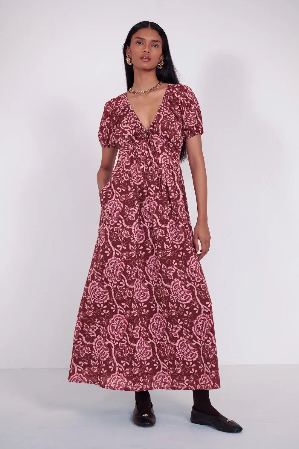 NORMA DRESS COROMANDEL CHOCOLATE - Detour Boutiques