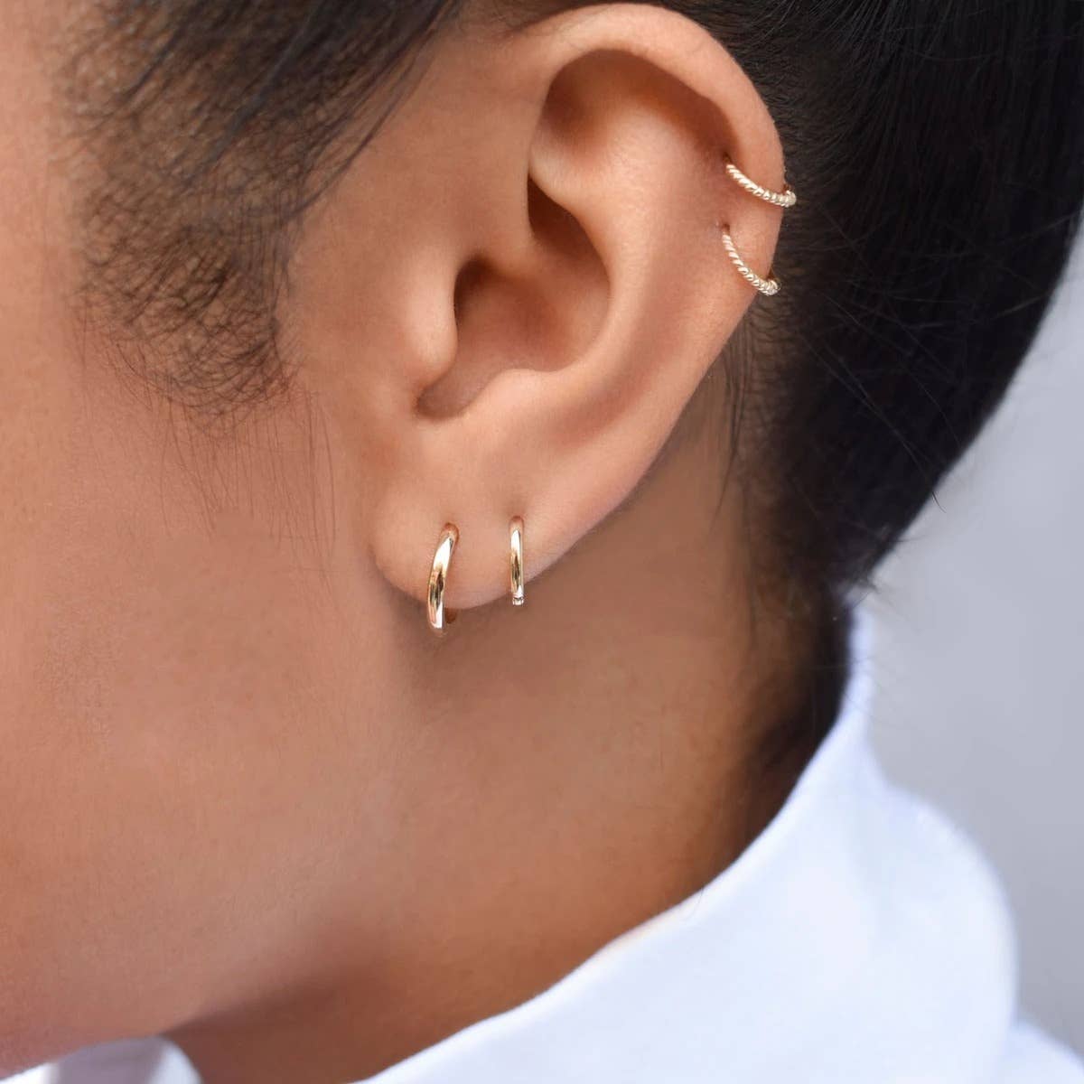 Ofina Jewelry - 10k Solid Gold Huggie Hoop - Detour Boutiques