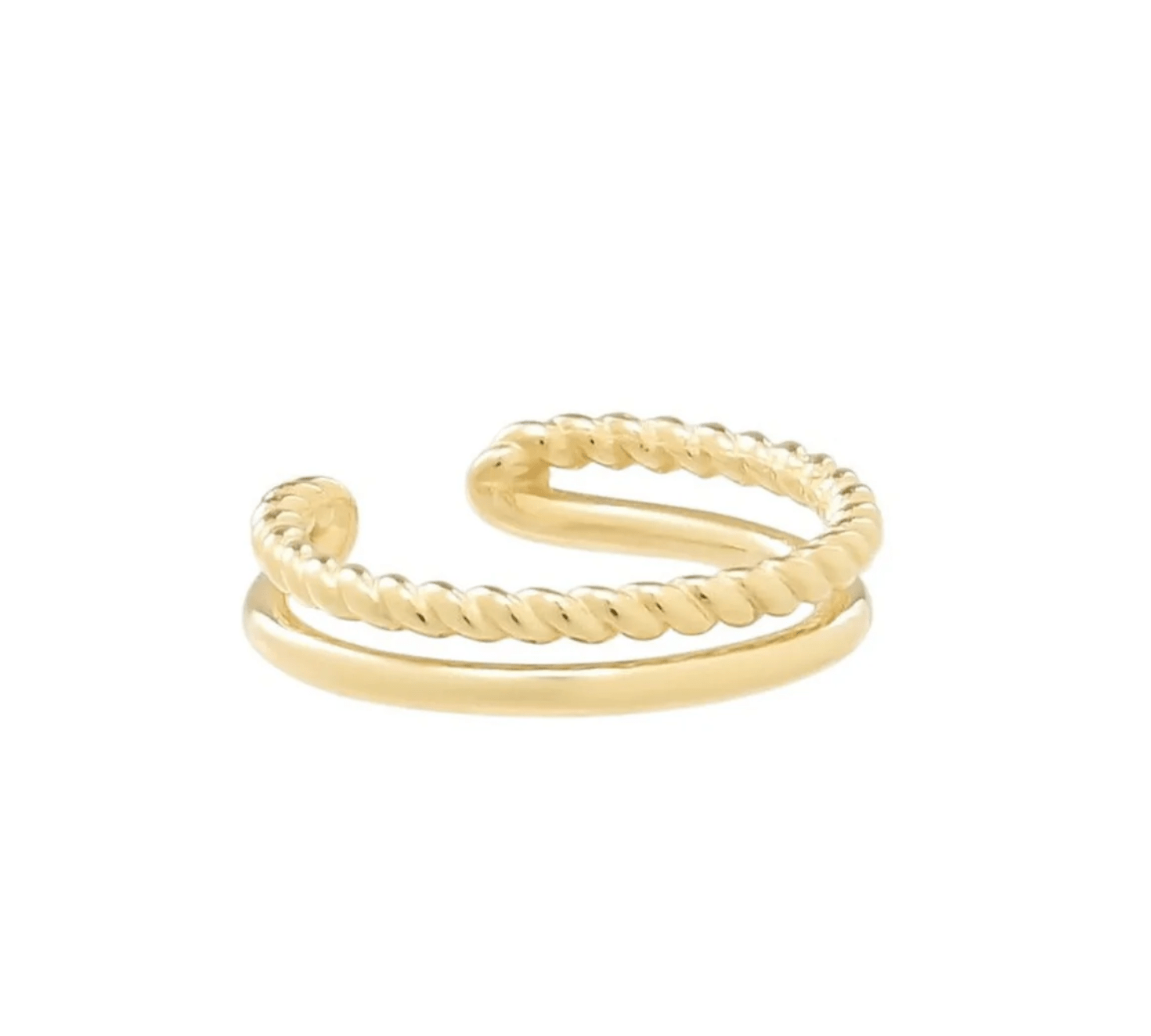 Ofina Jewelry - 10k Solid Gold Smooth & Twisted Double Middle Ear Cuff - Detour Boutiques
