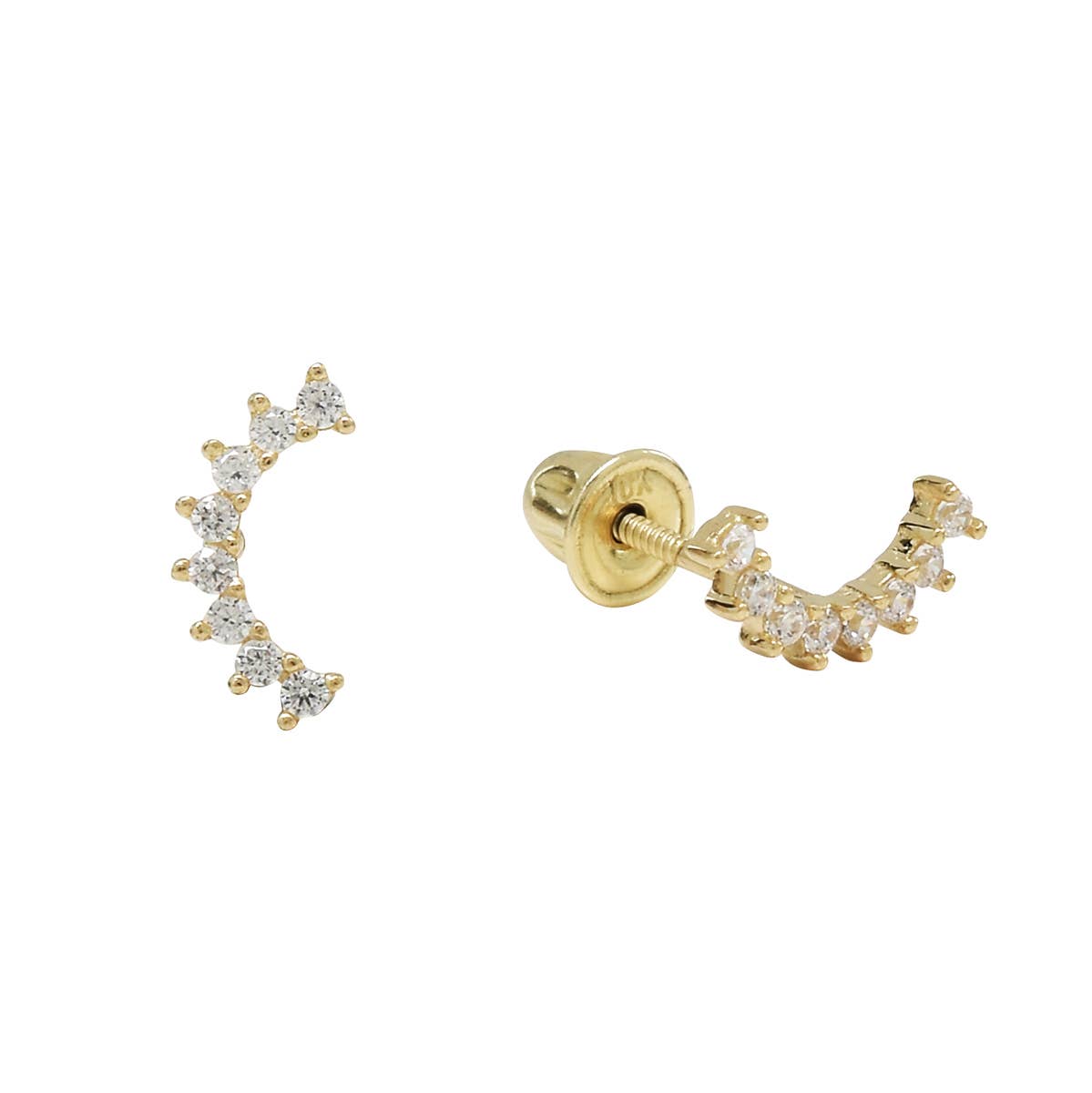 Ofina Jewelry - 14k Solid Gold CZ Pear Crawler Studs - Detour Boutiques