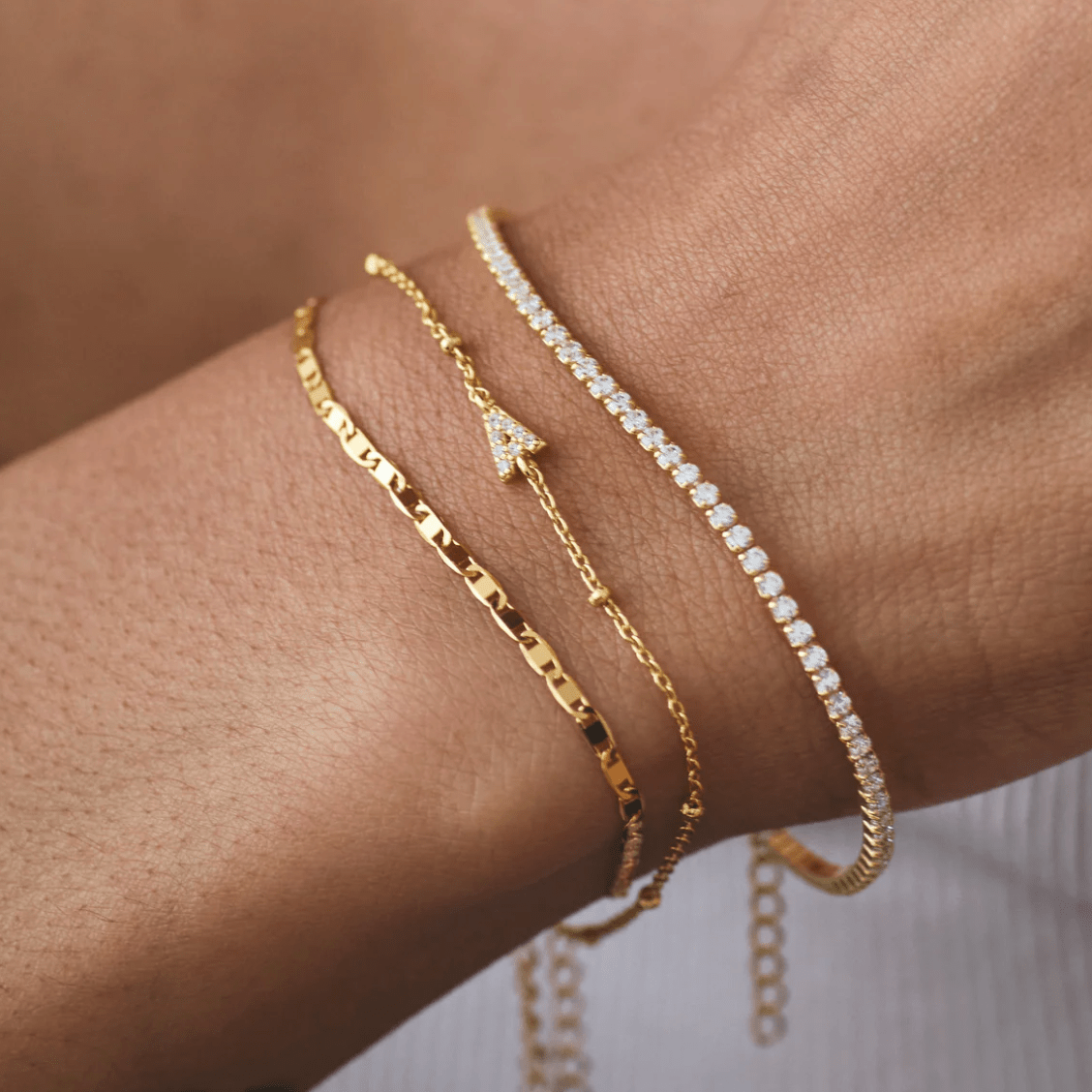 Petite Initial Chain Bracelet - Detour Boutiques