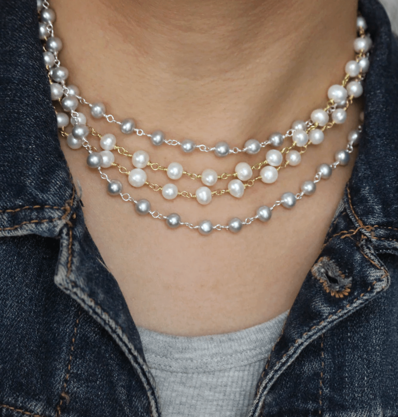 Plaza Wire - Wrapped Freshwater Pearl Necklace Chain Base - Detour Boutiques