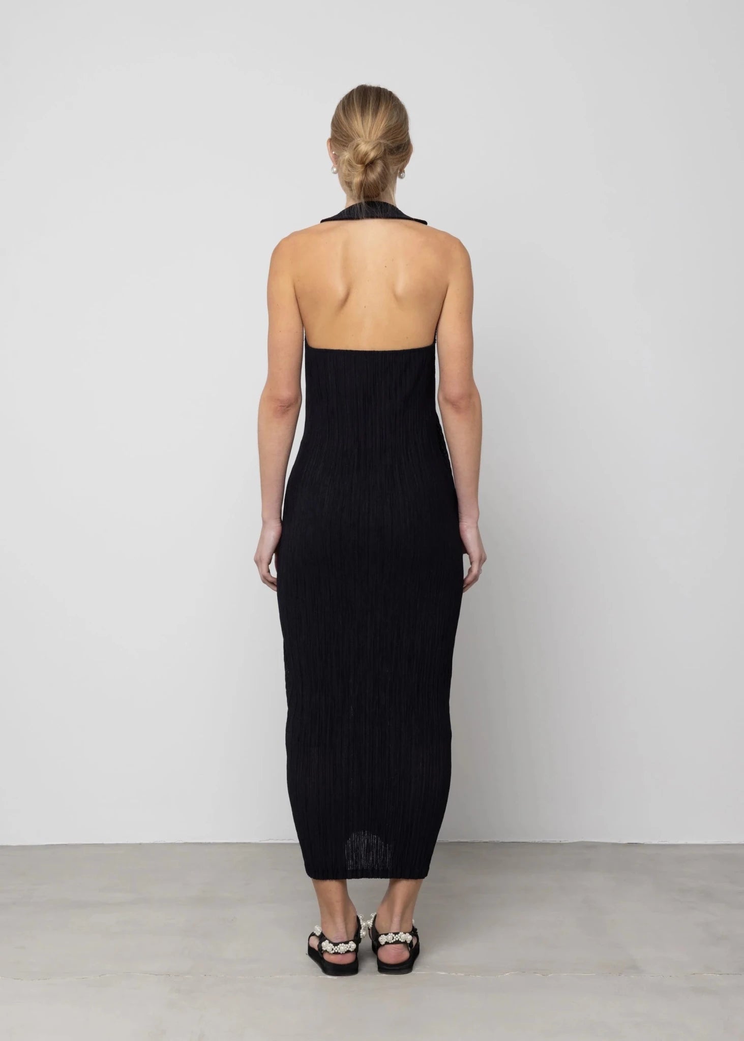 Pleated Open Back Maxi Dress - Detour Boutiques