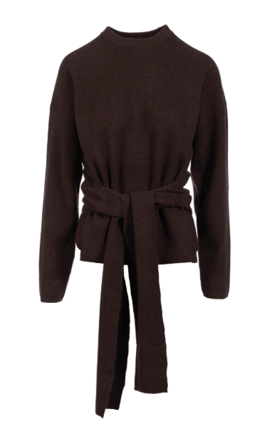 Premium Cashmino Tie Waist Crewneck - Detour Boutiques