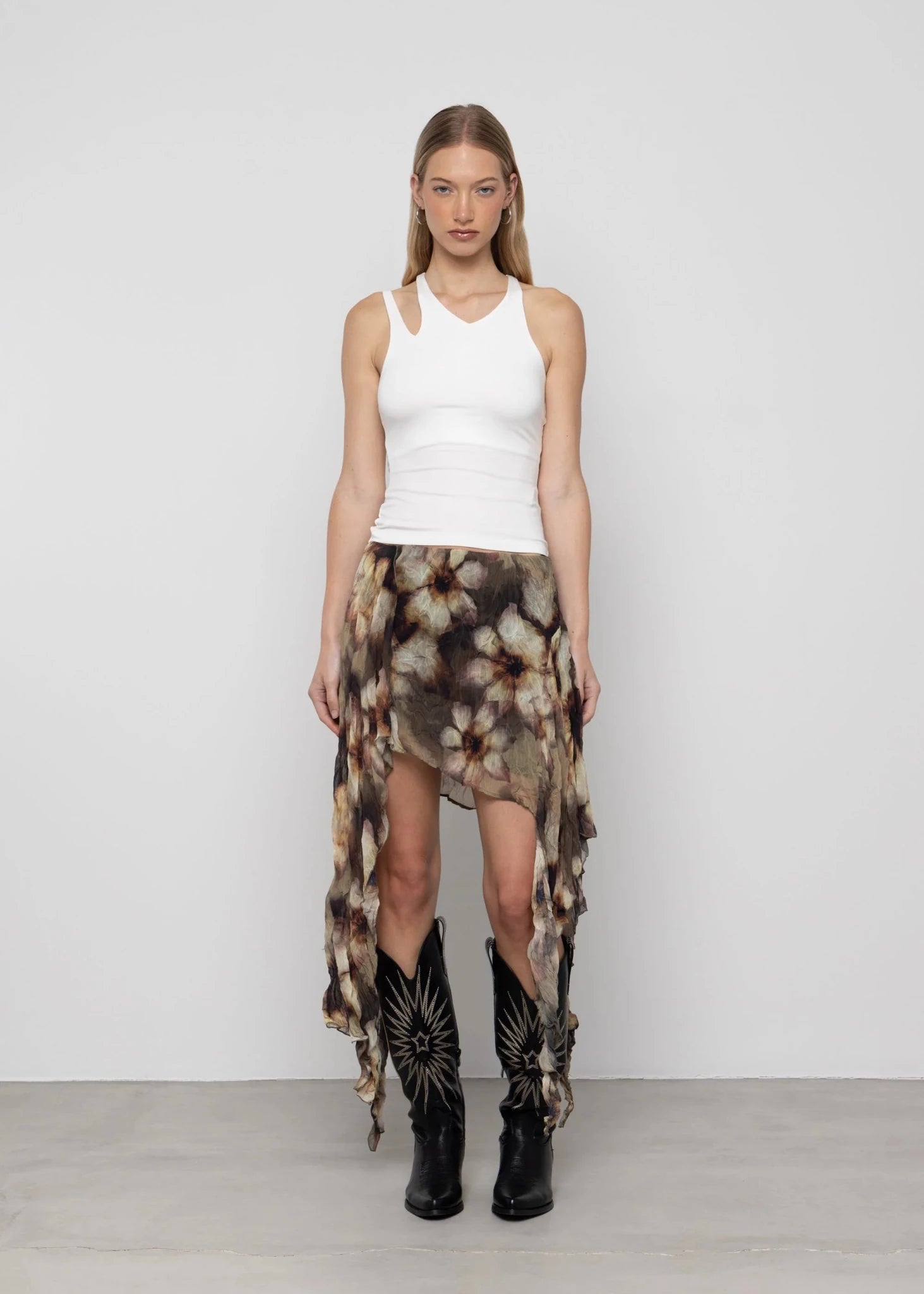Printed Asymmetric Skirt - Detour Boutiques