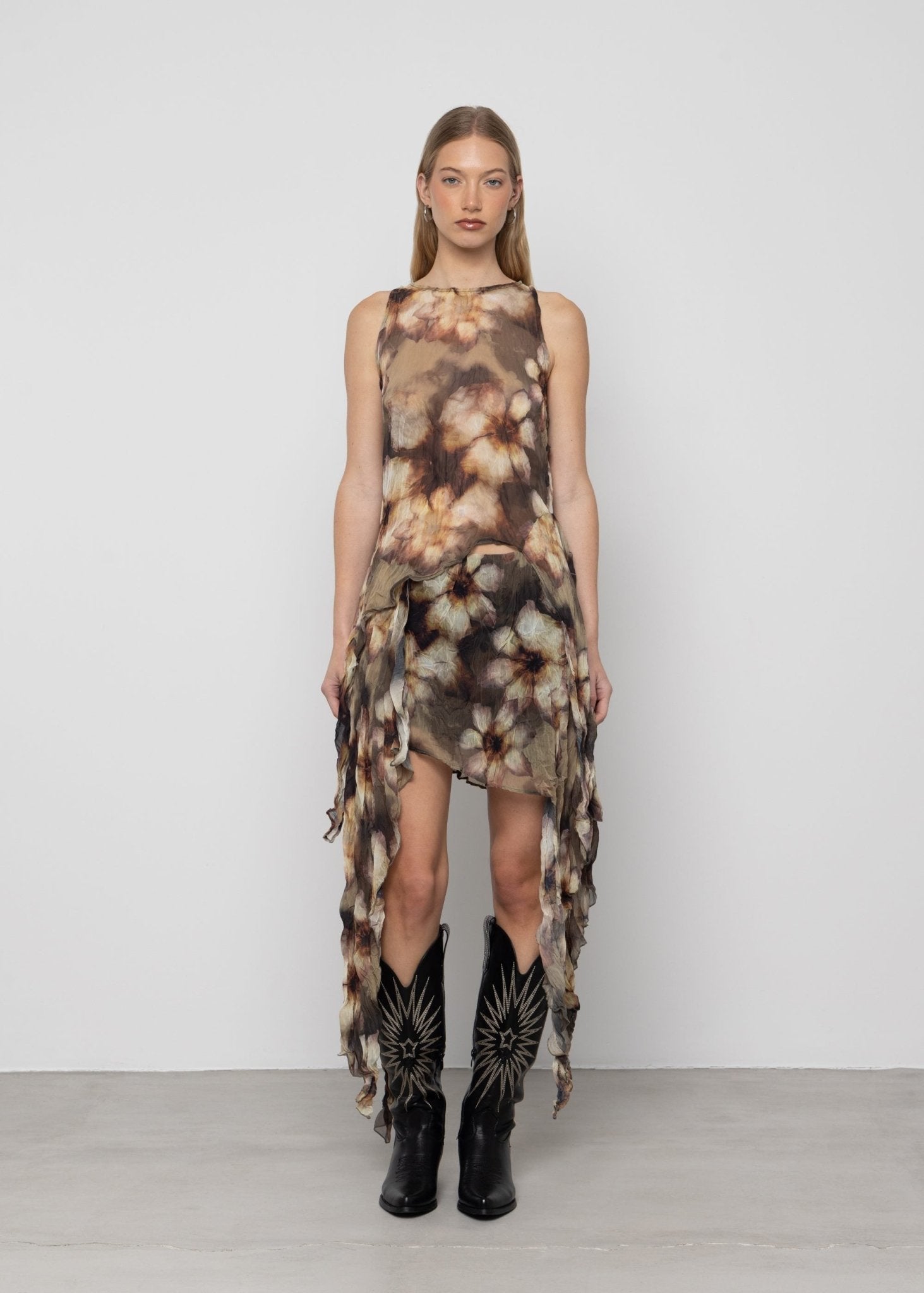 Printed Asymmetric Skirt - Detour Boutiques
