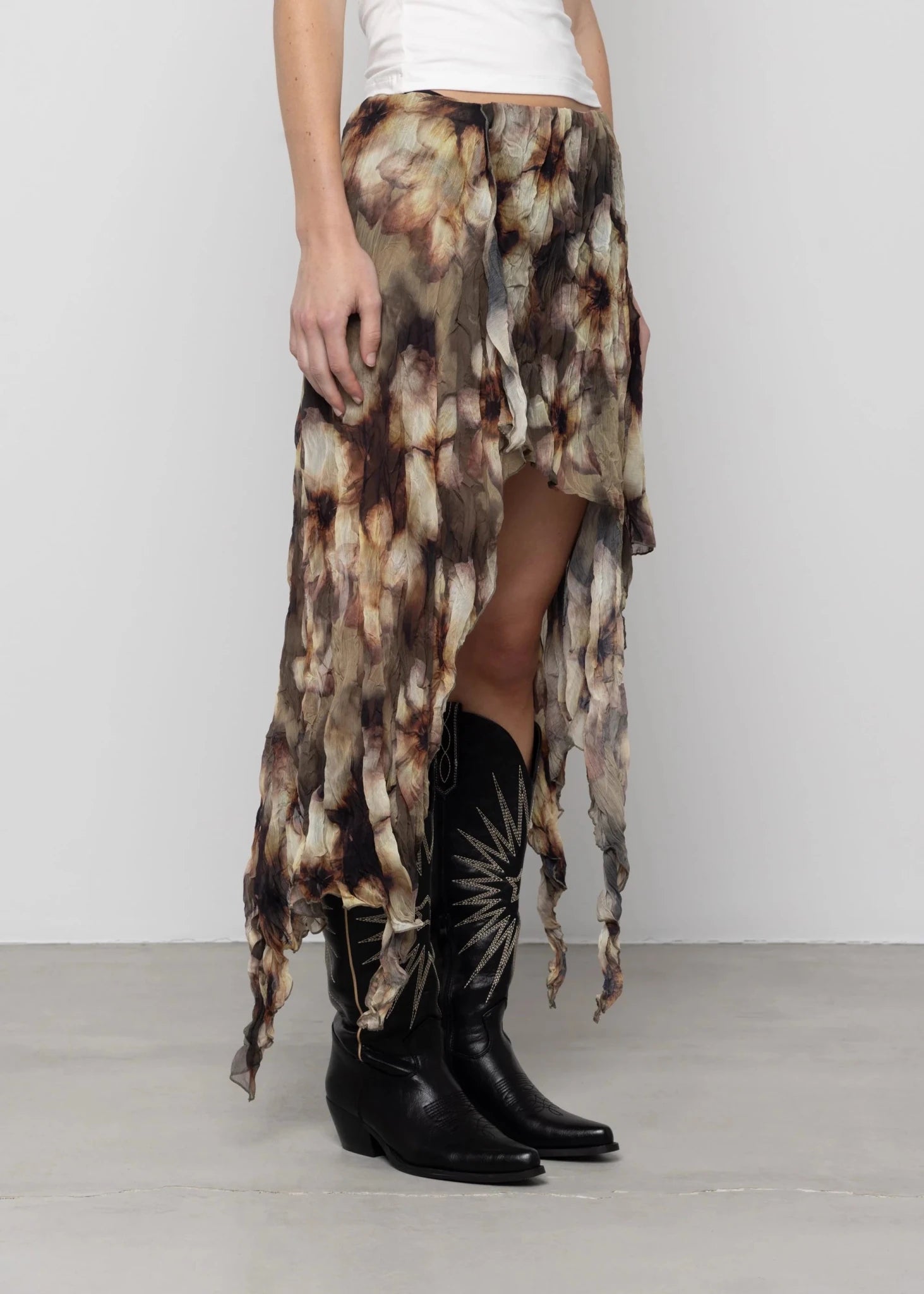 Printed Asymmetric Skirt - Detour Boutiques