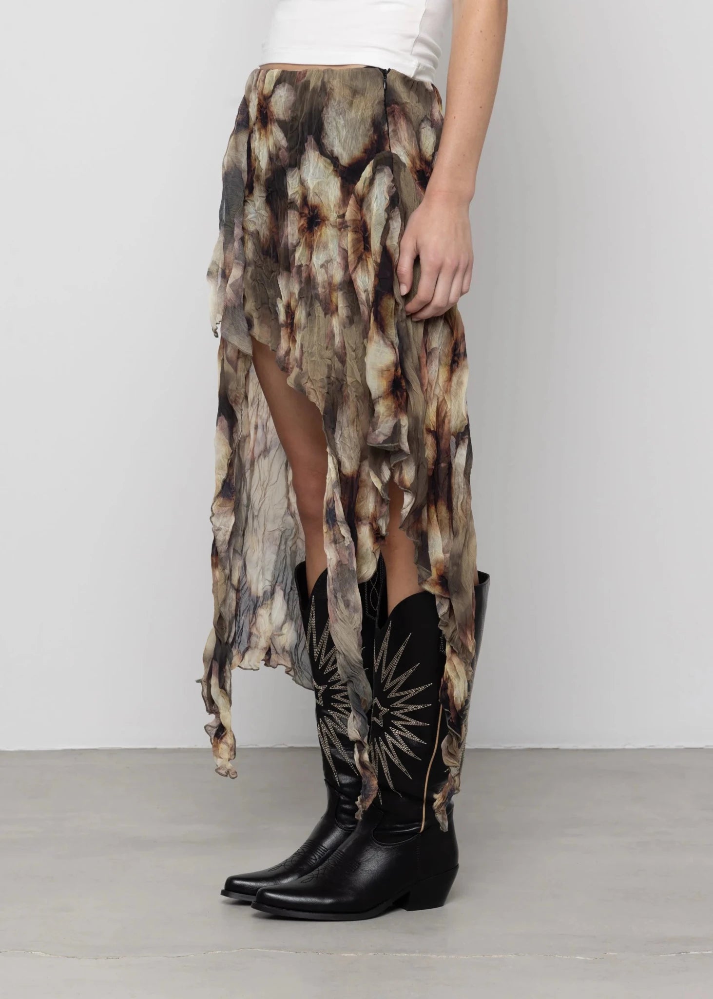 Printed Asymmetric Skirt - Detour Boutiques