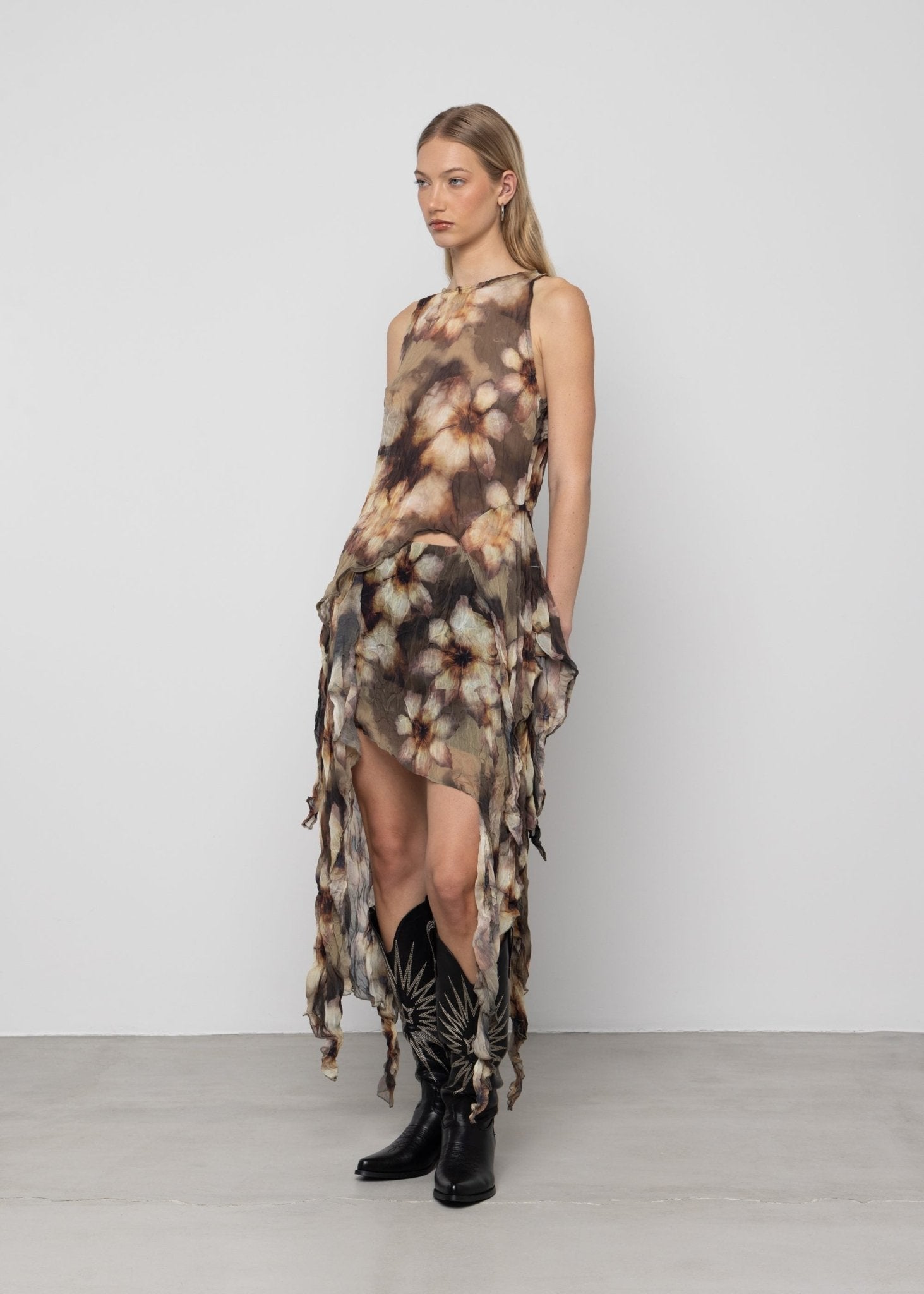 Printed Asymmetric Skirt - Detour Boutiques